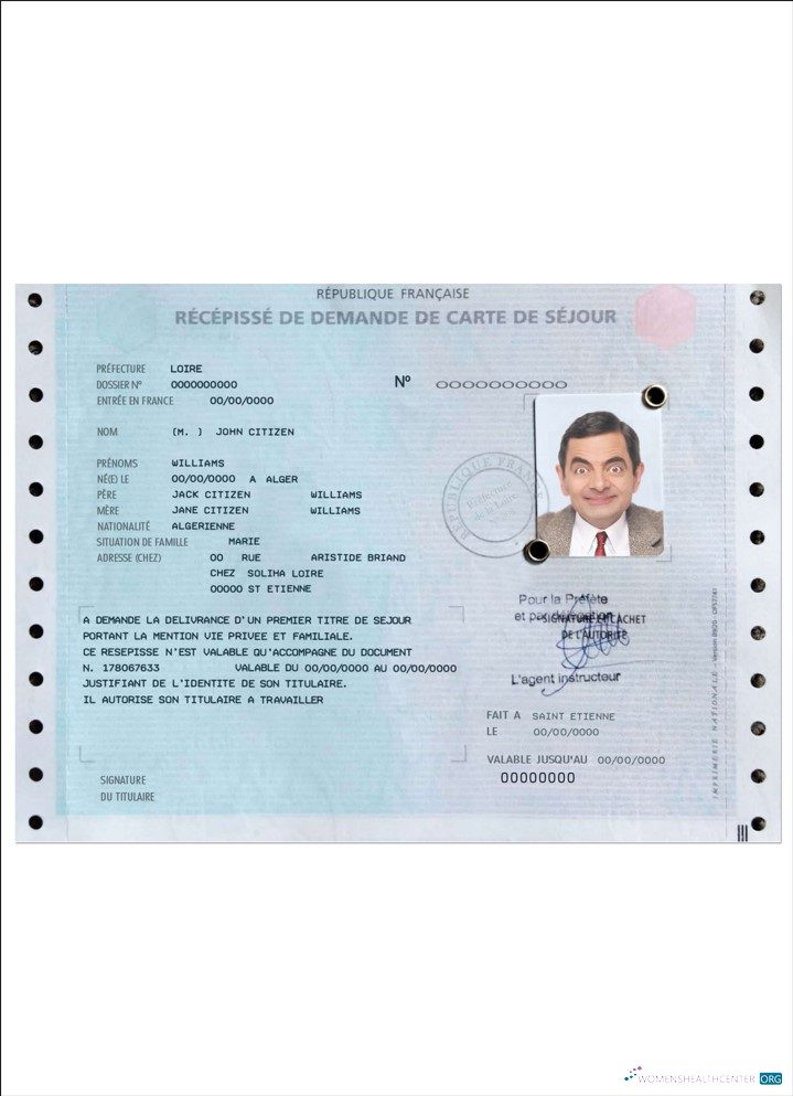 Премиум Скачать French Residence Permit (carte de Séjour) Photoshop Шаблон