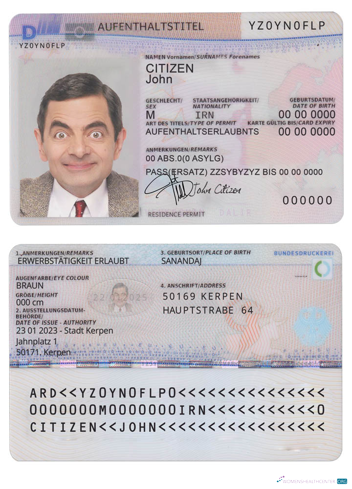 Профессиональный Скачать Германия Residence Permit PSD Шаблон, 2011 Настоящее Время, Версия 2 Photoshop Шаблон