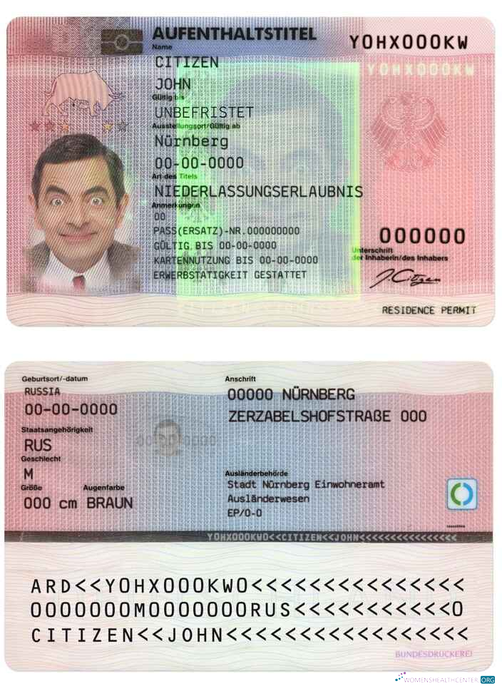 Реалистичный Скачать Германия Residence Permit Photoshop Шаблон