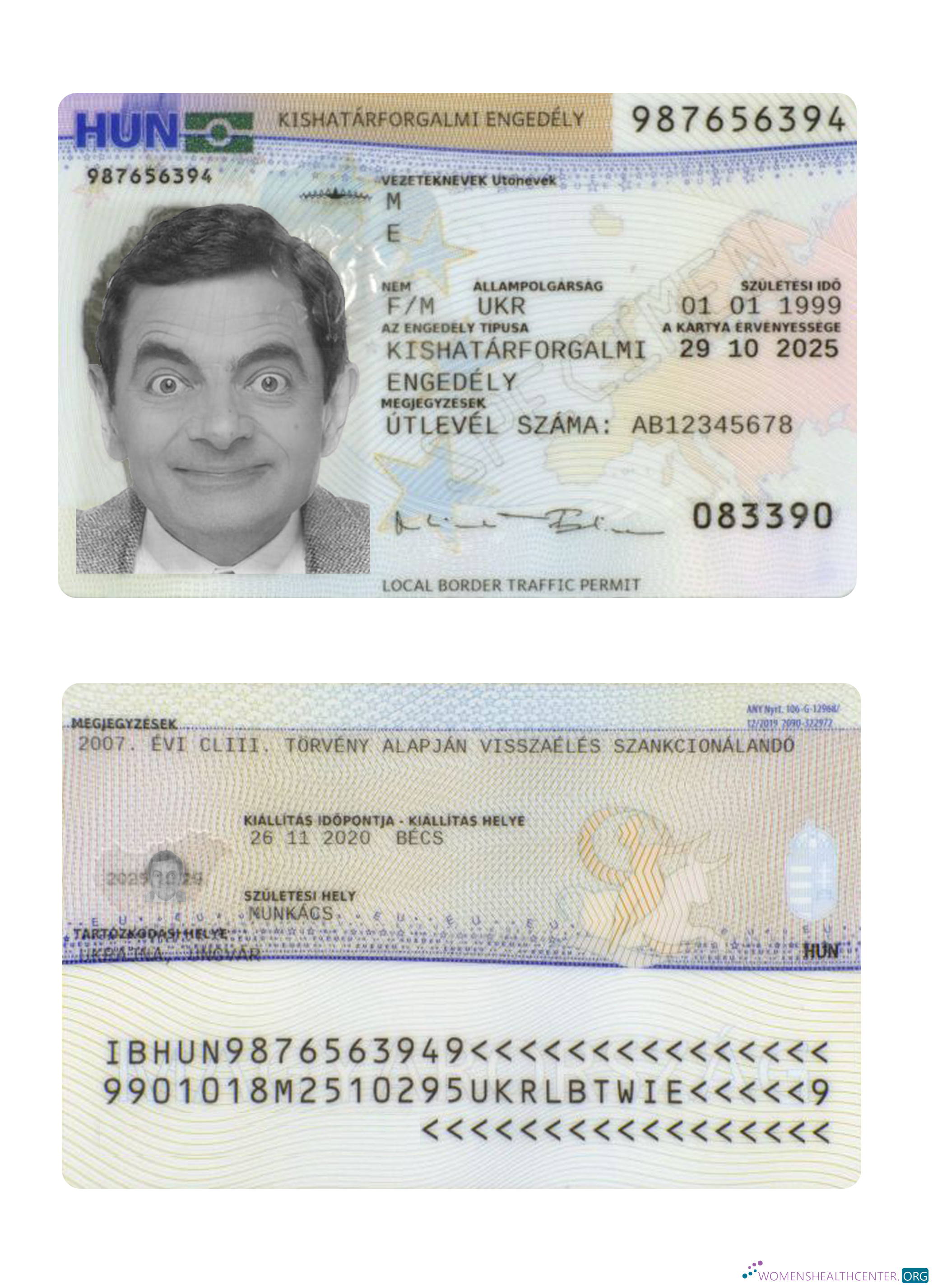 Профессиональный Скачать Венгрия Residence Permit Photoshop Шаблон