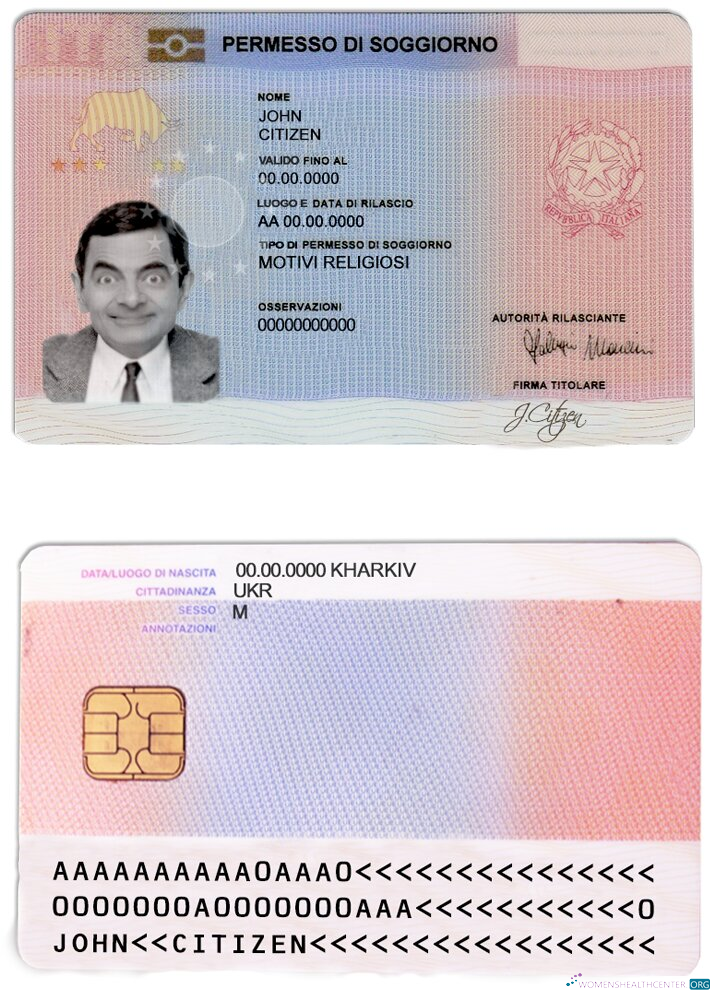 Премиум Скачать Италия Residence Permit Карта (soggiorno) (1) Photoshop Шаблон