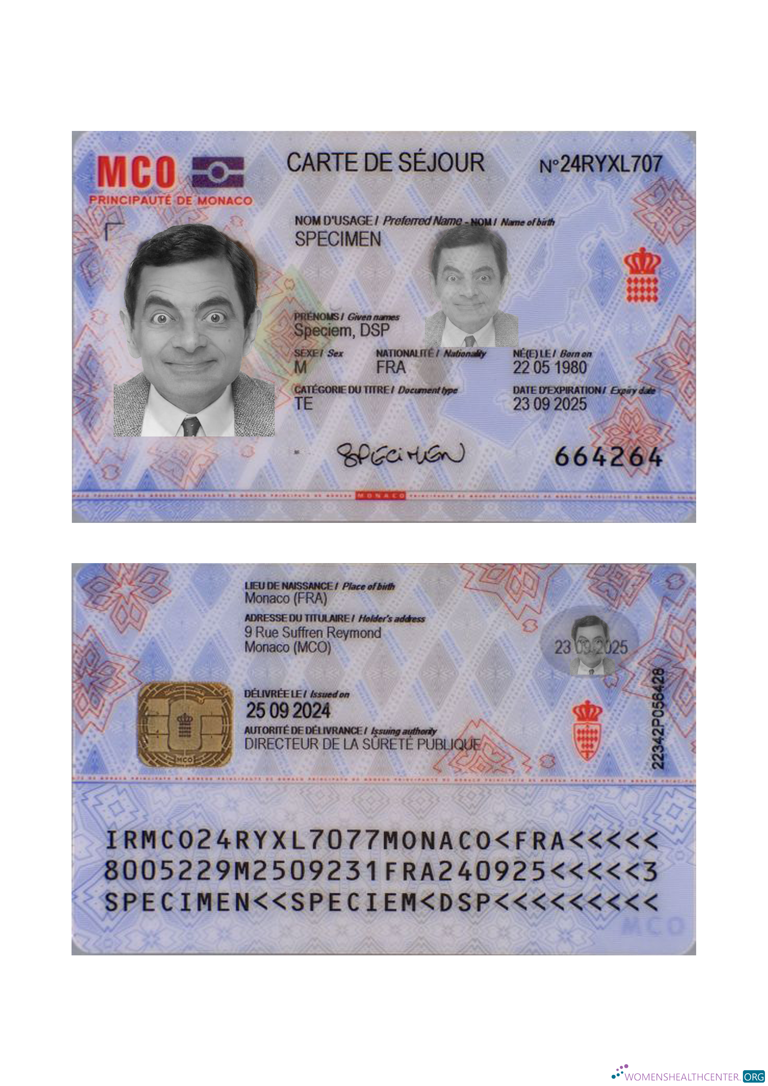 Качественный Скачать Монако Residence Permit 2024 Настоящее Время Photoshop Шаблон