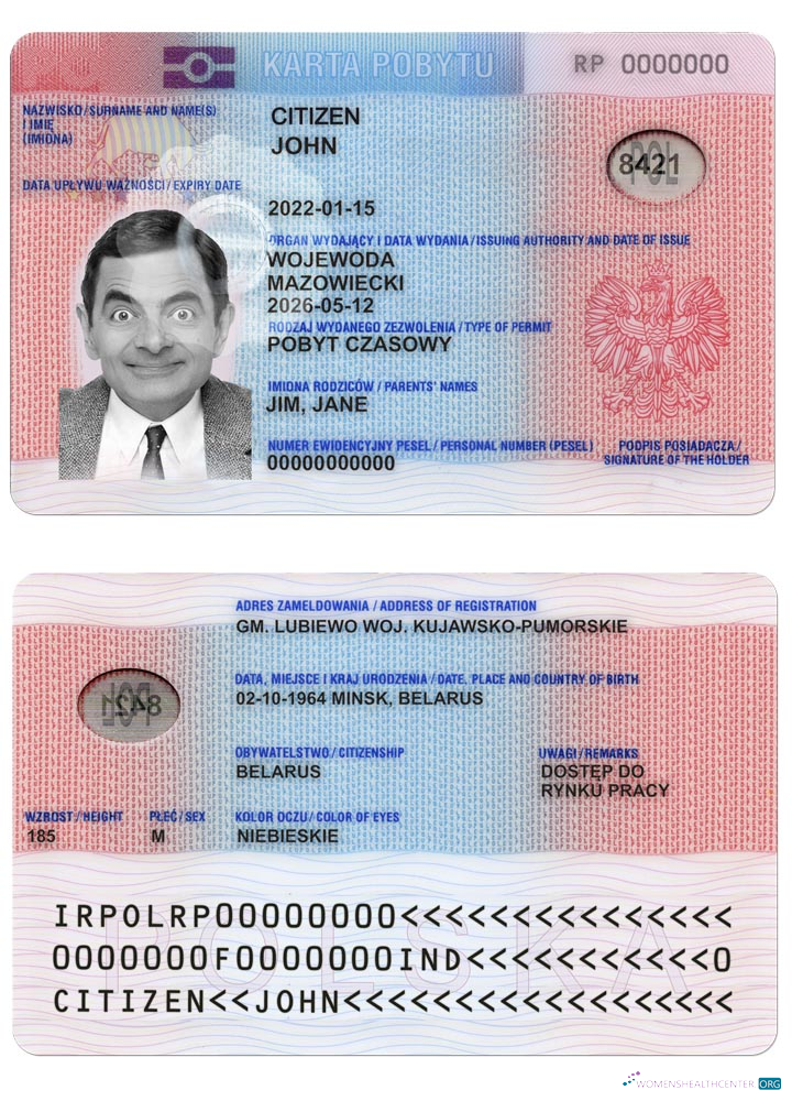 Премиум Скачать Польша Residence Permit Photoshop Шаблон