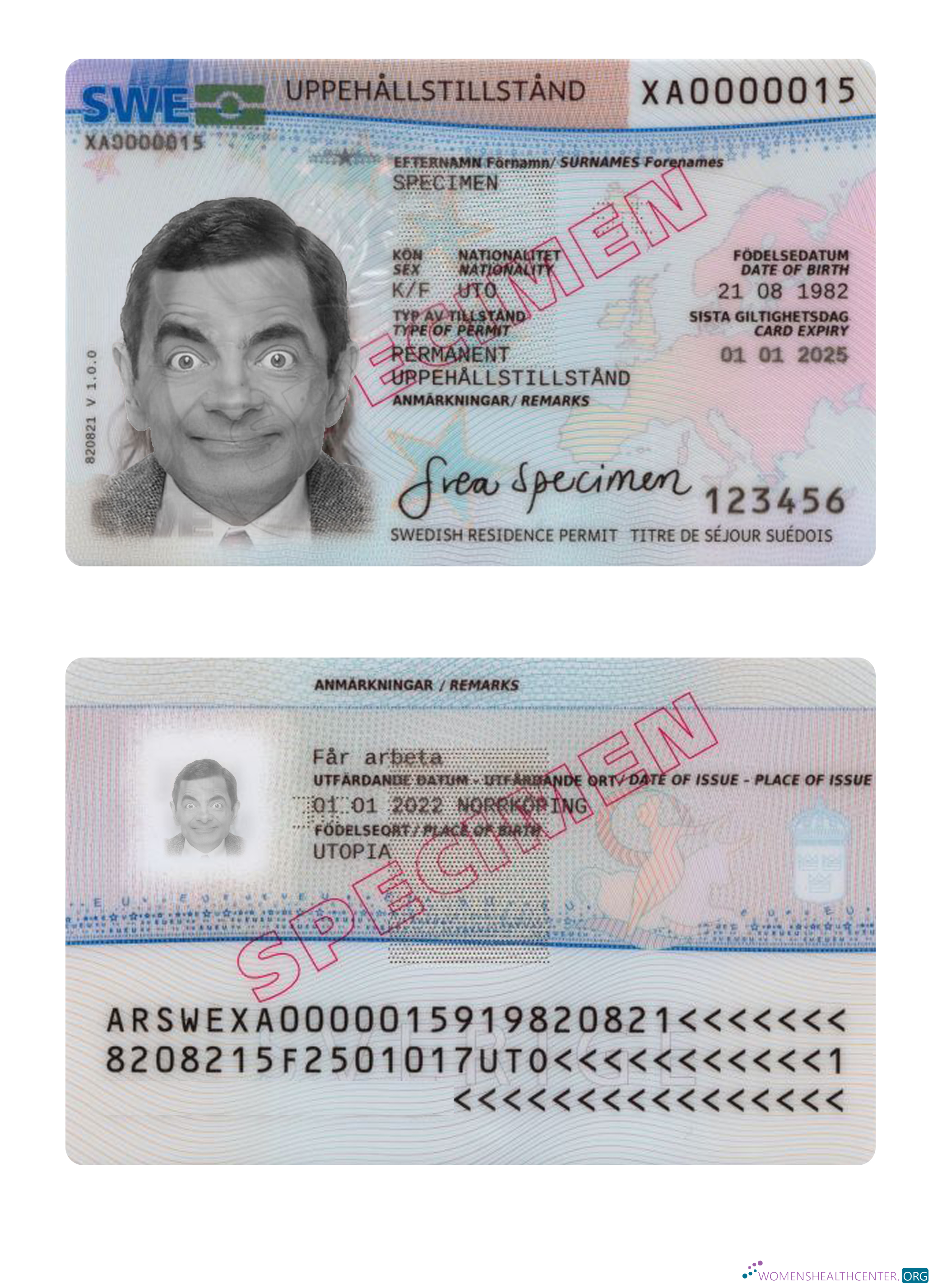 Реалистичный Скачать Швеция Residence Permit 2022 Настоящее Время Photoshop Шаблон