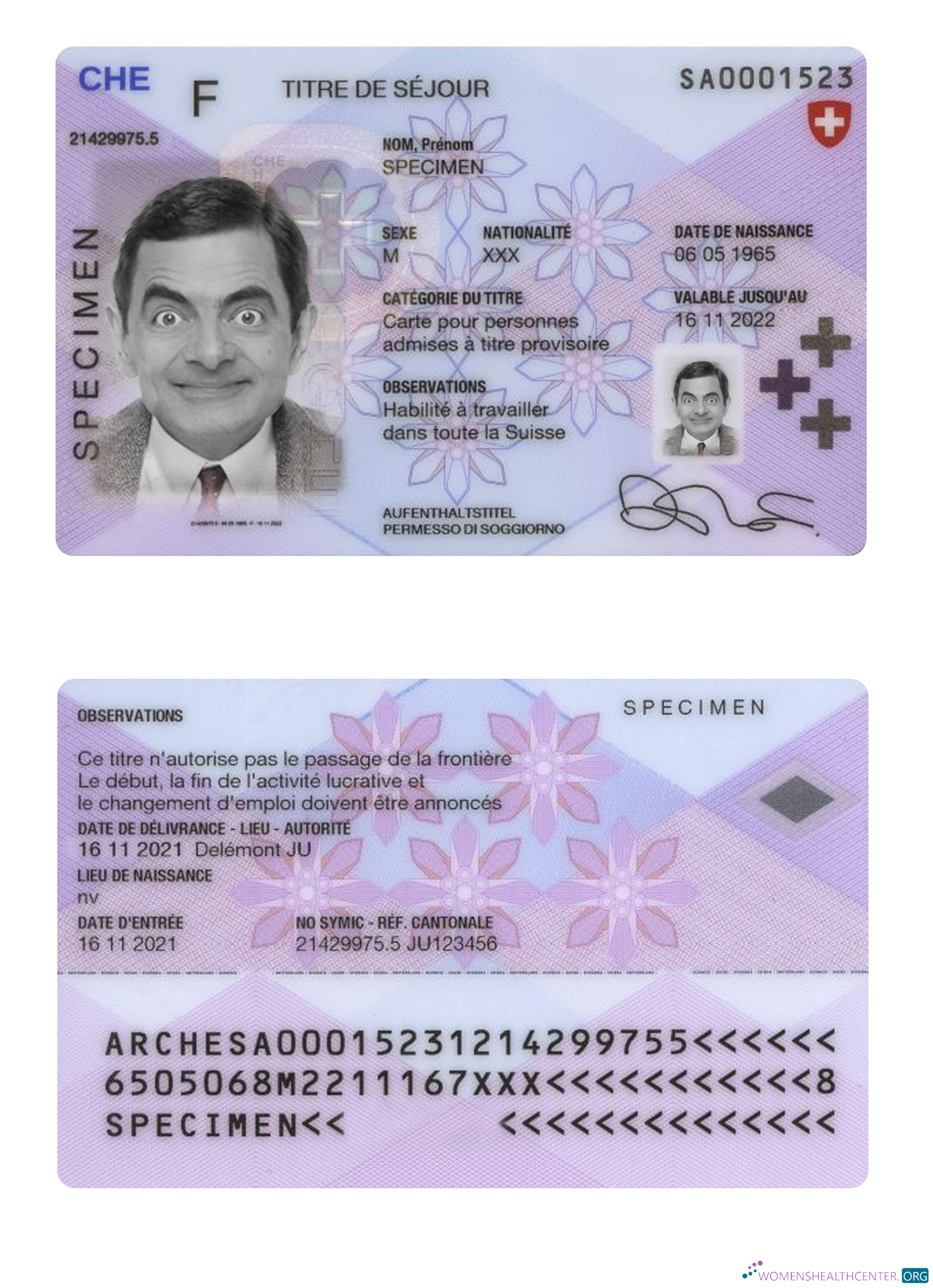 Качественный Скачать Швейцария Residence Permit Карта Photoshop Шаблон