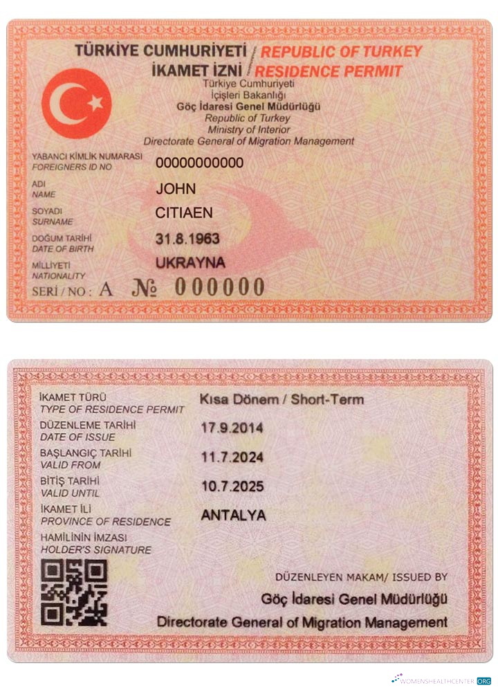 Профессиональный Скачать Турция Residence Permit (verrsion 2) Photoshop Шаблон