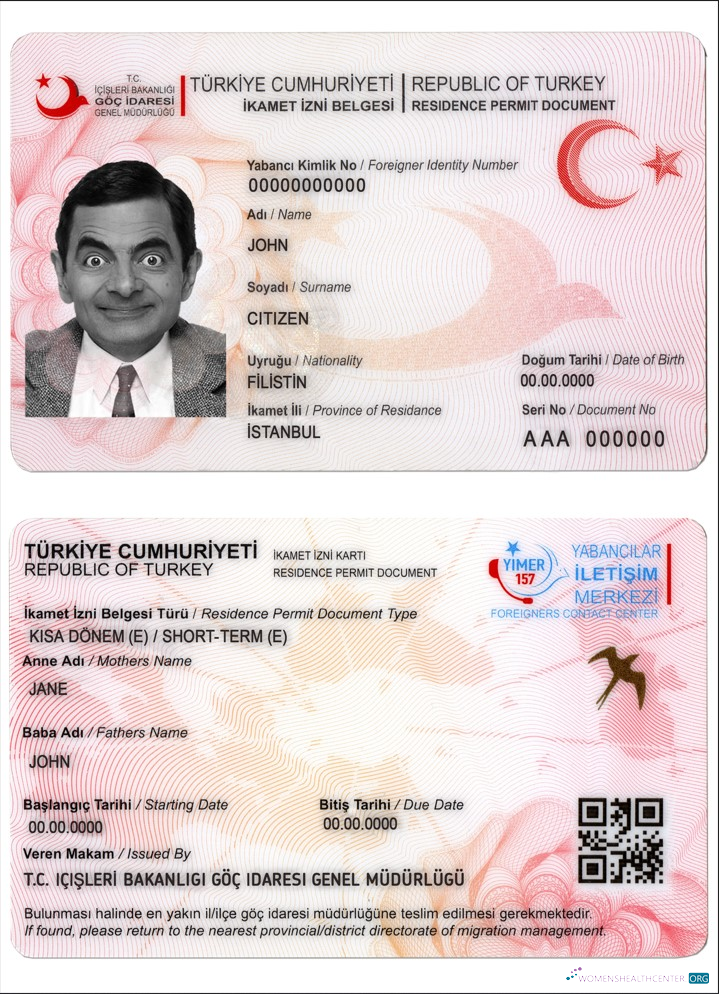 Редактируемый Скачать Турция Residence Permit Photoshop Шаблон