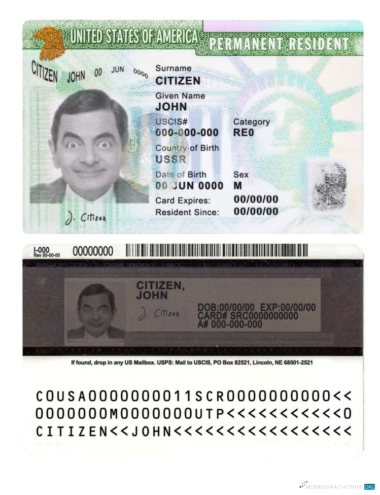 Профессиональный Скачать USA Зеленый Карта, Permanent Resident Карта Photoshop Шаблон