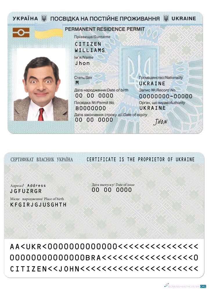Премиум Скачать Украина Residence Permit Photoshop Шаблон