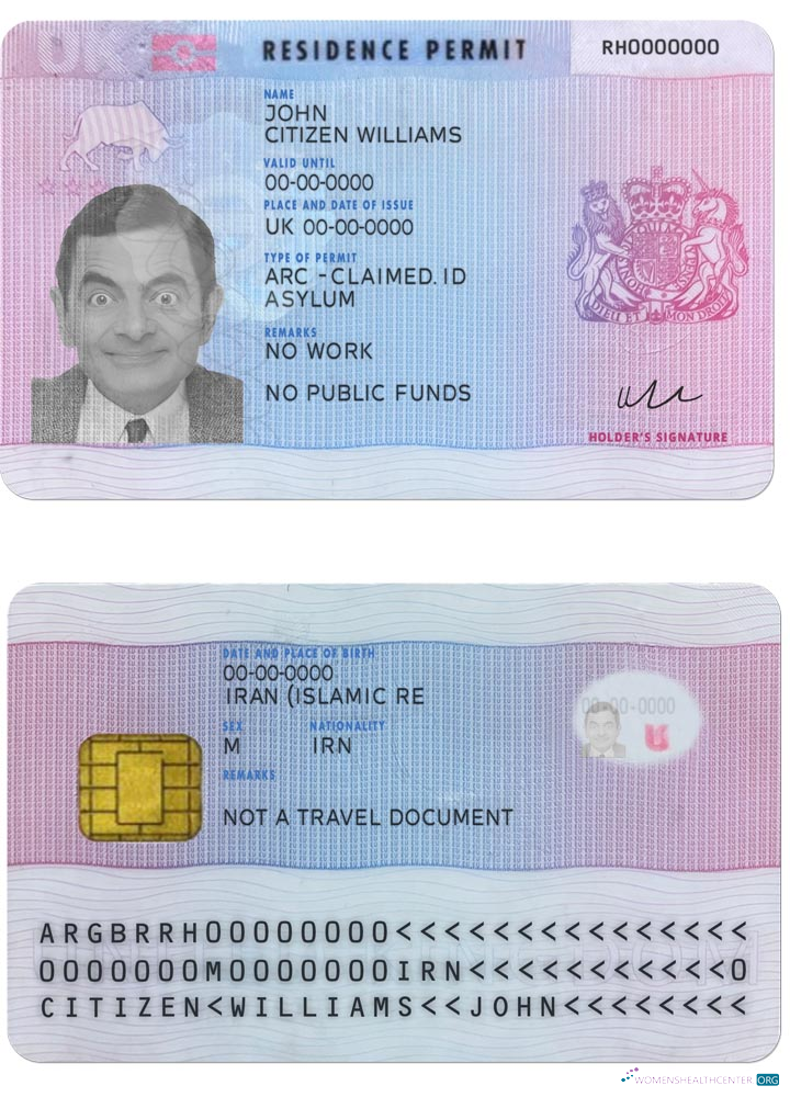 Профессиональный Скачать Великобритания Residence Permit Версия 2 Photoshop Шаблон
