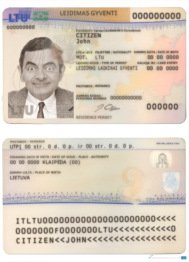Реалистичный Литва (Litva) Residence Permit Карта Шаблон в PSD Формат, Fully Editable (2020 Настоящее Время)