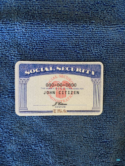 Professionelle Herunterladen USA SSN Foto-Look Blau Textil Hintergrund Vorderseite Photoshop Vorlage