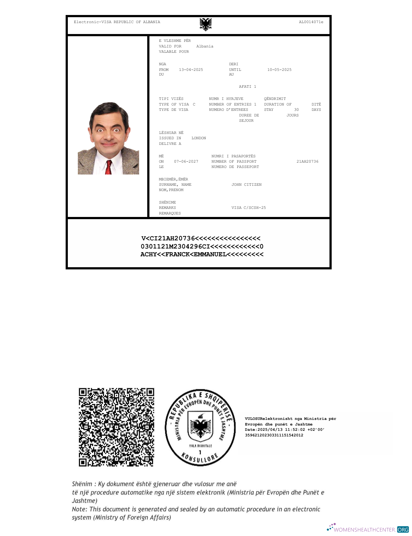 Réaliste Télécharger Albanie E Visa Modèle dans Word et PDF Formats, Version 2 Photoshop Modèle