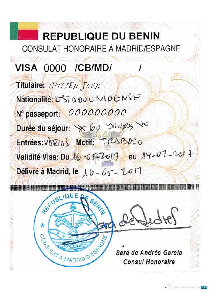 Modifiable Télécharger Bénin Voyage Visa Photoshop Modèle