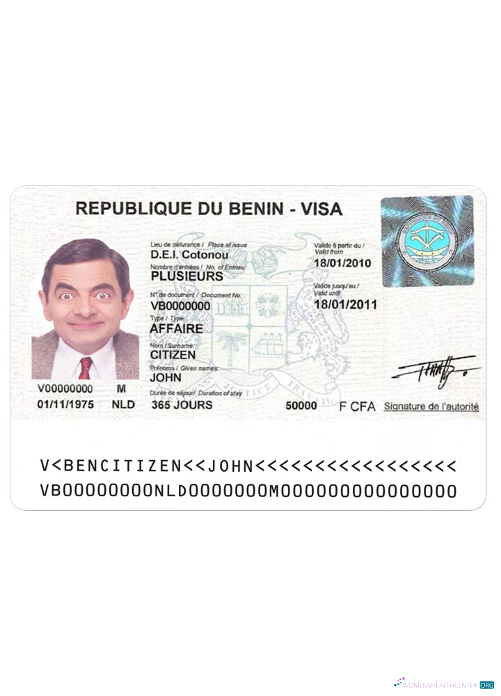 Premium Télécharger Bénin Visa Photoshop Modèle
