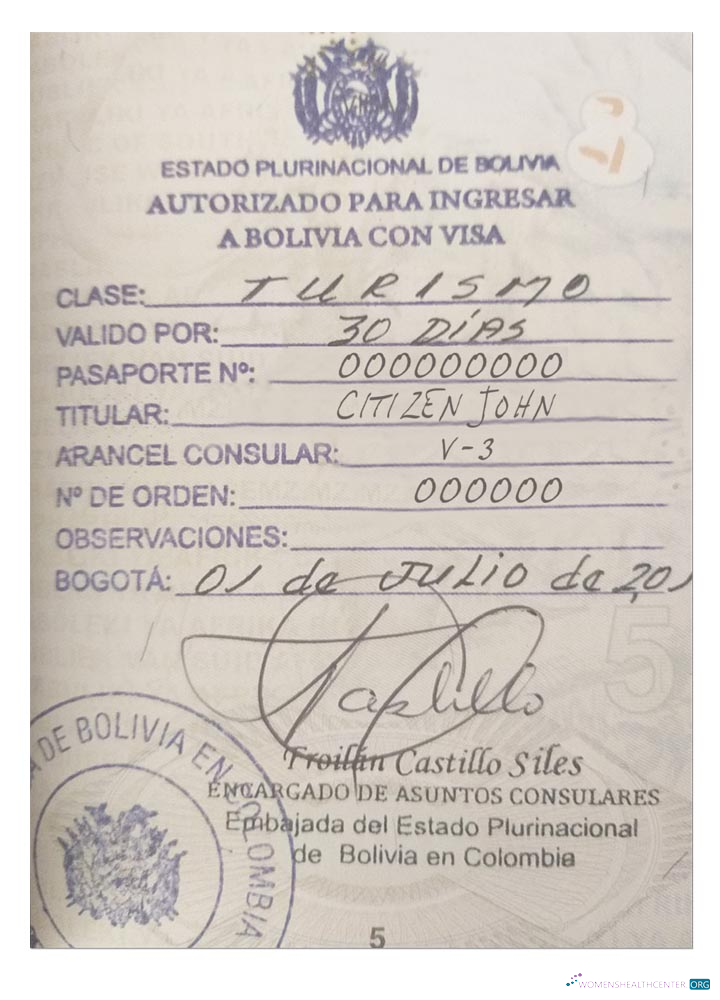 Réaliste Télécharger Bolivie Visa (stamp Version) Photoshop Modèle