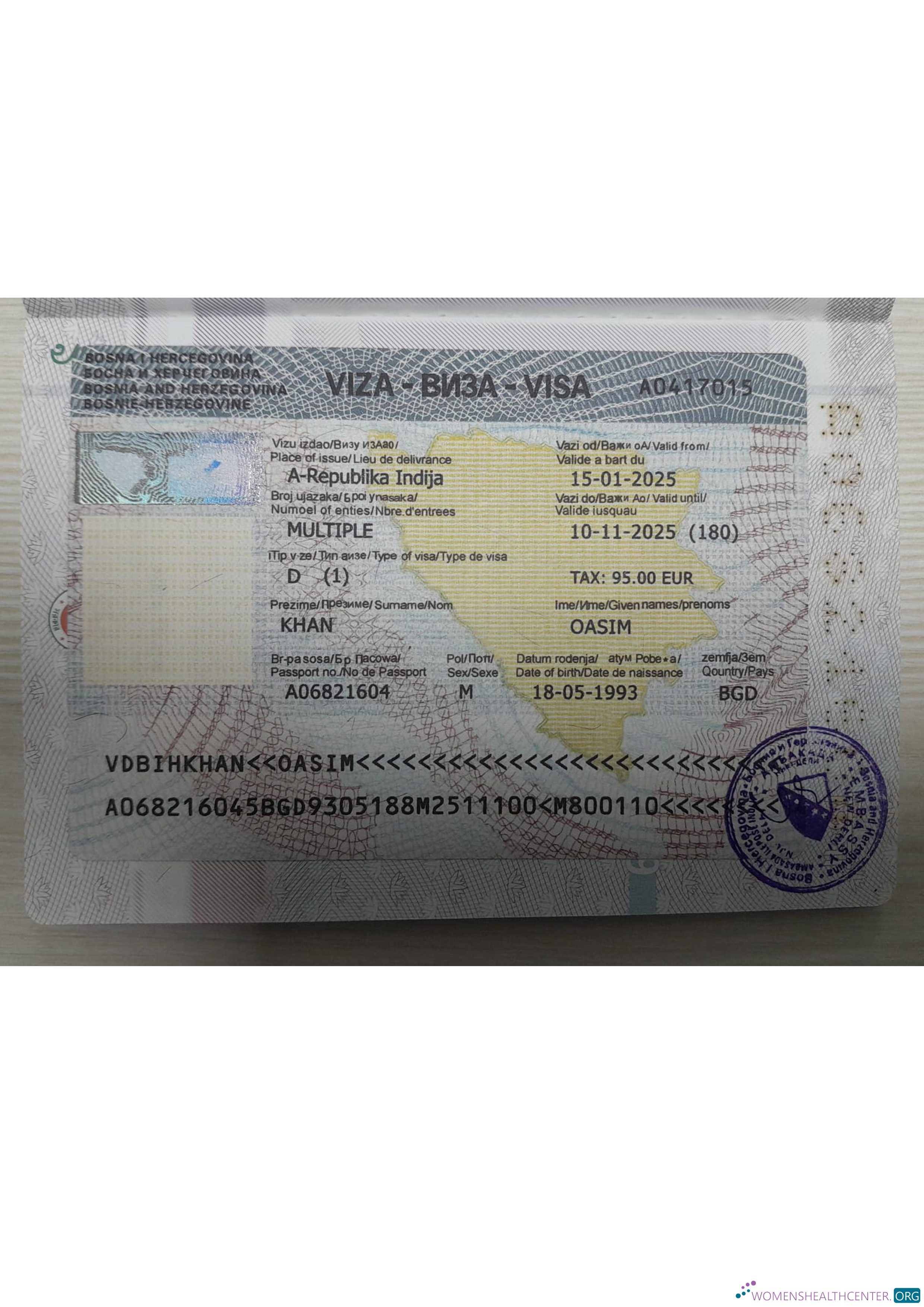 Professionnel Télécharger Bosnie et Herzégovine Voyage Visa avec Passeport Page Photoshop Modèle