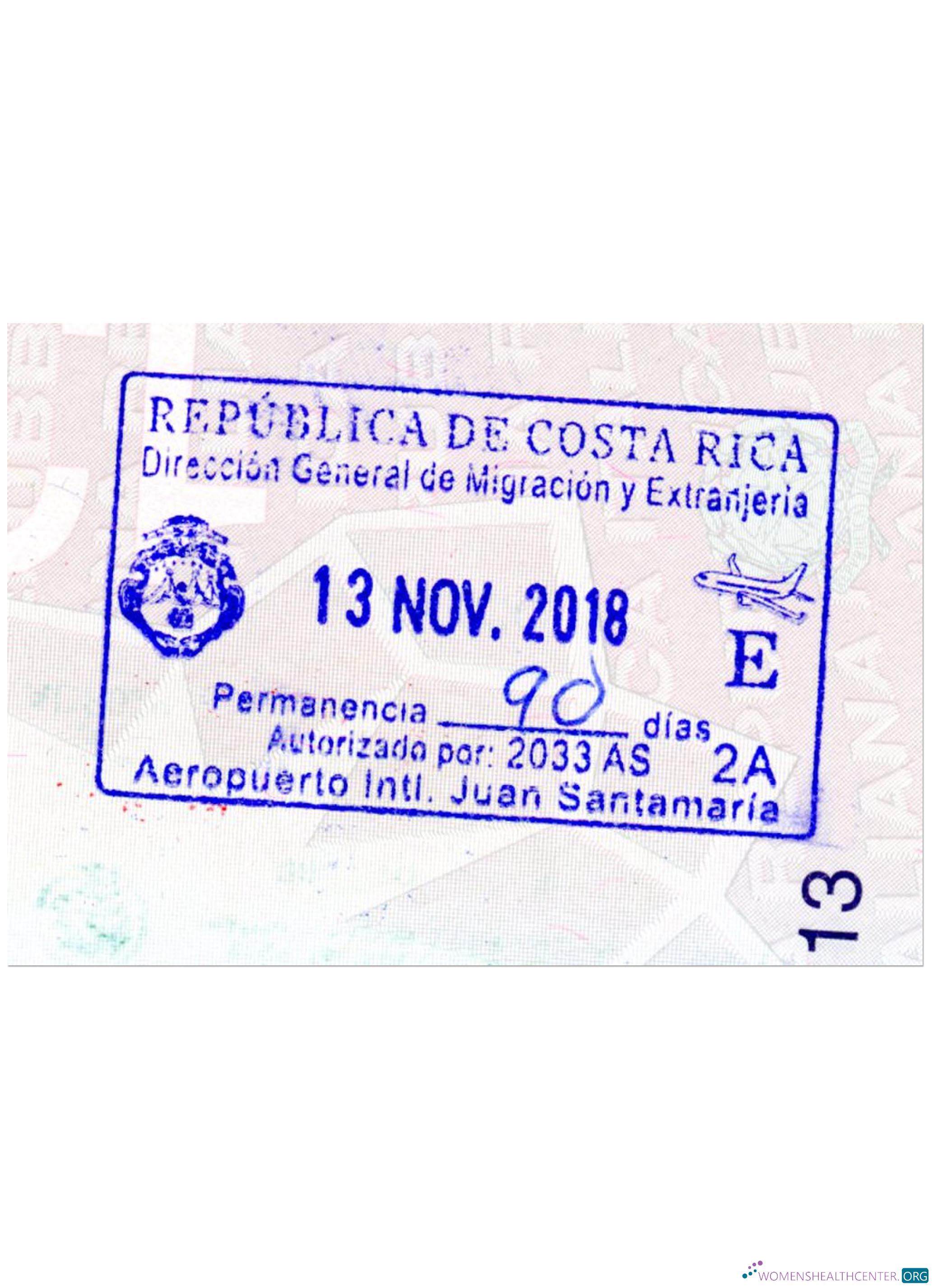 Réaliste Télécharger Costa Rica VISA STAMP Photoshop Modèle