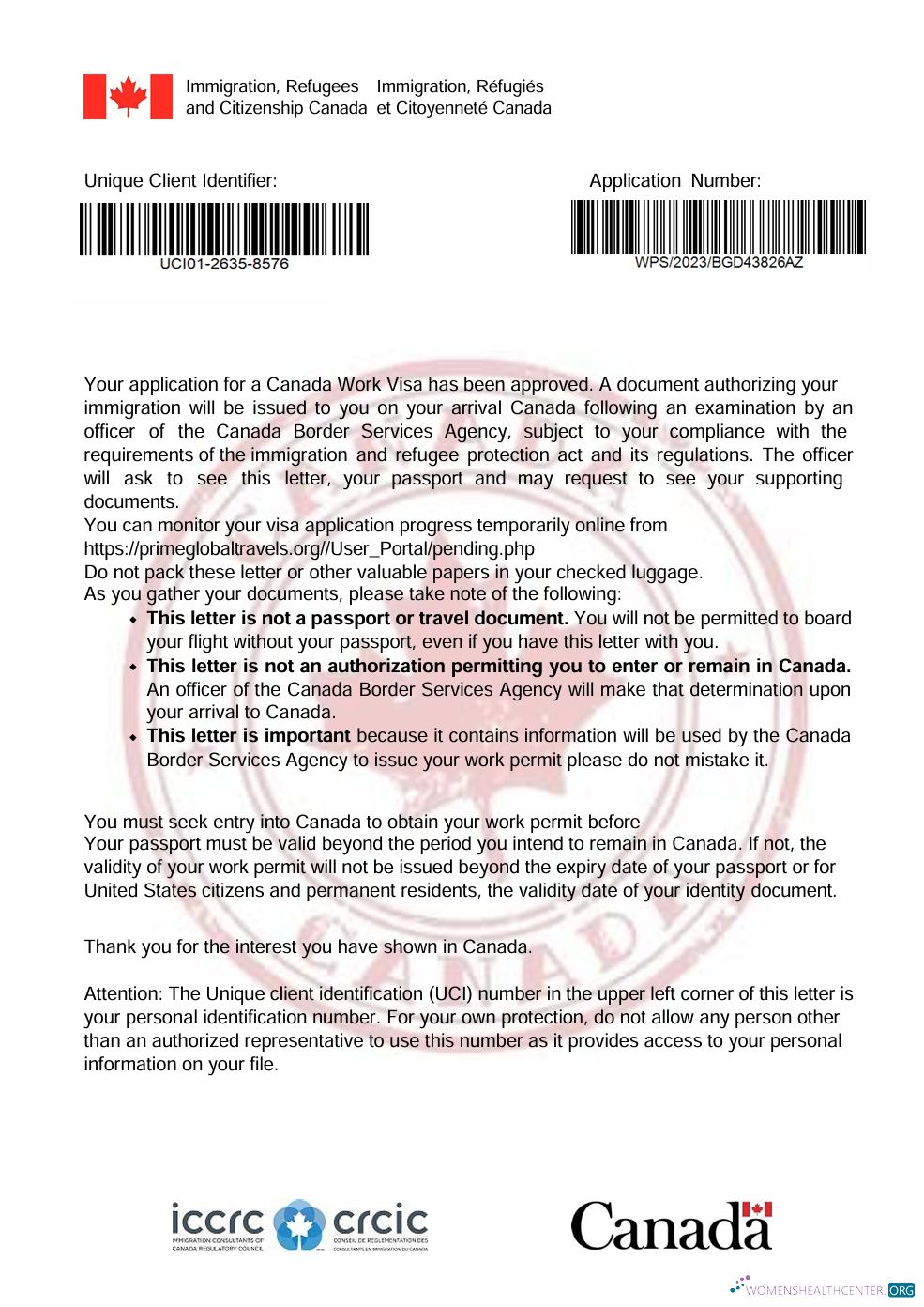 Professionnel Télécharger Canada Visa Approval Letter Modèle dans Word et PDF Formats Photoshop Modèle