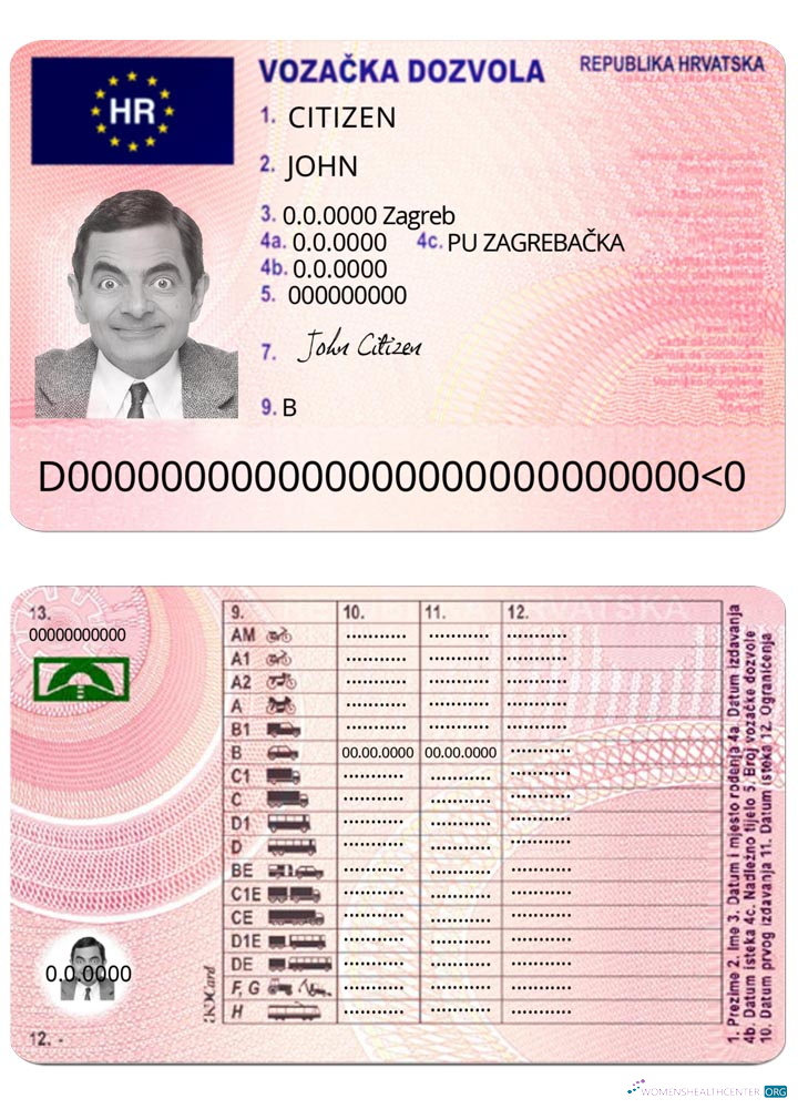 Professionnel Télécharger Croatie Driving License Photoshop Modèle