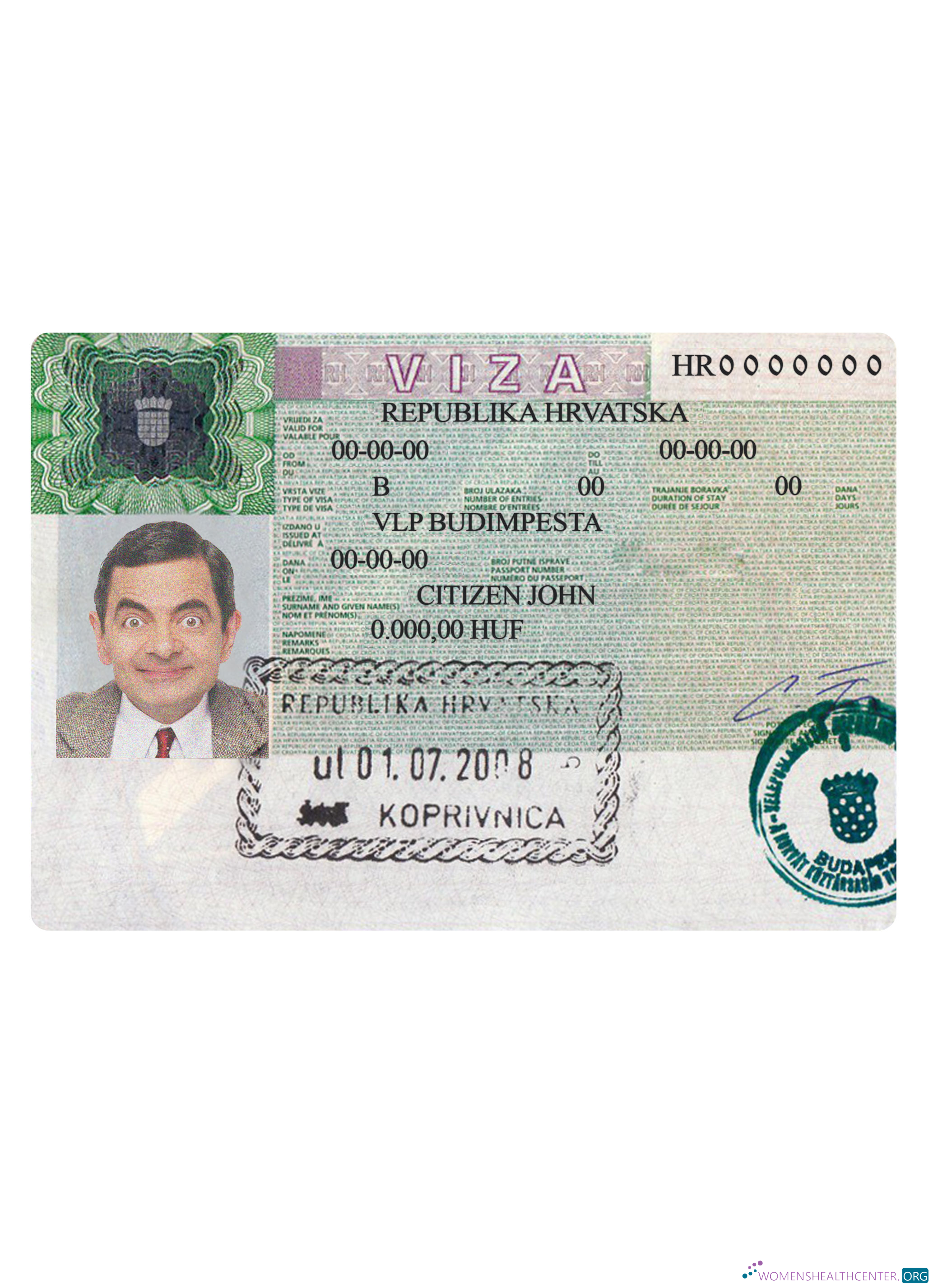 Réaliste Télécharger Croatie Tourist Visa Photoshop Modèle