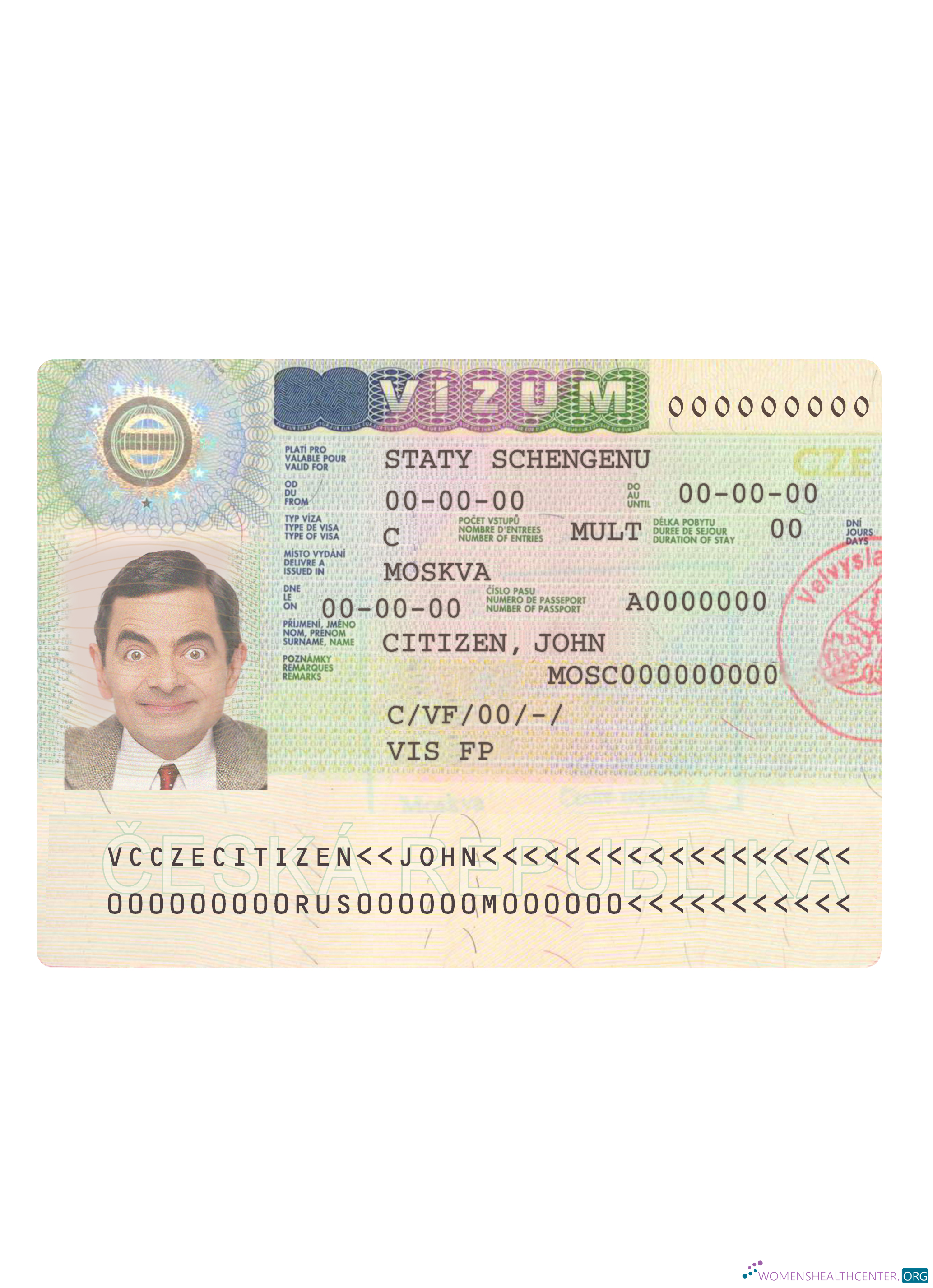 Réaliste Télécharger Tchéquie République Schengen Visa Photoshop Modèle