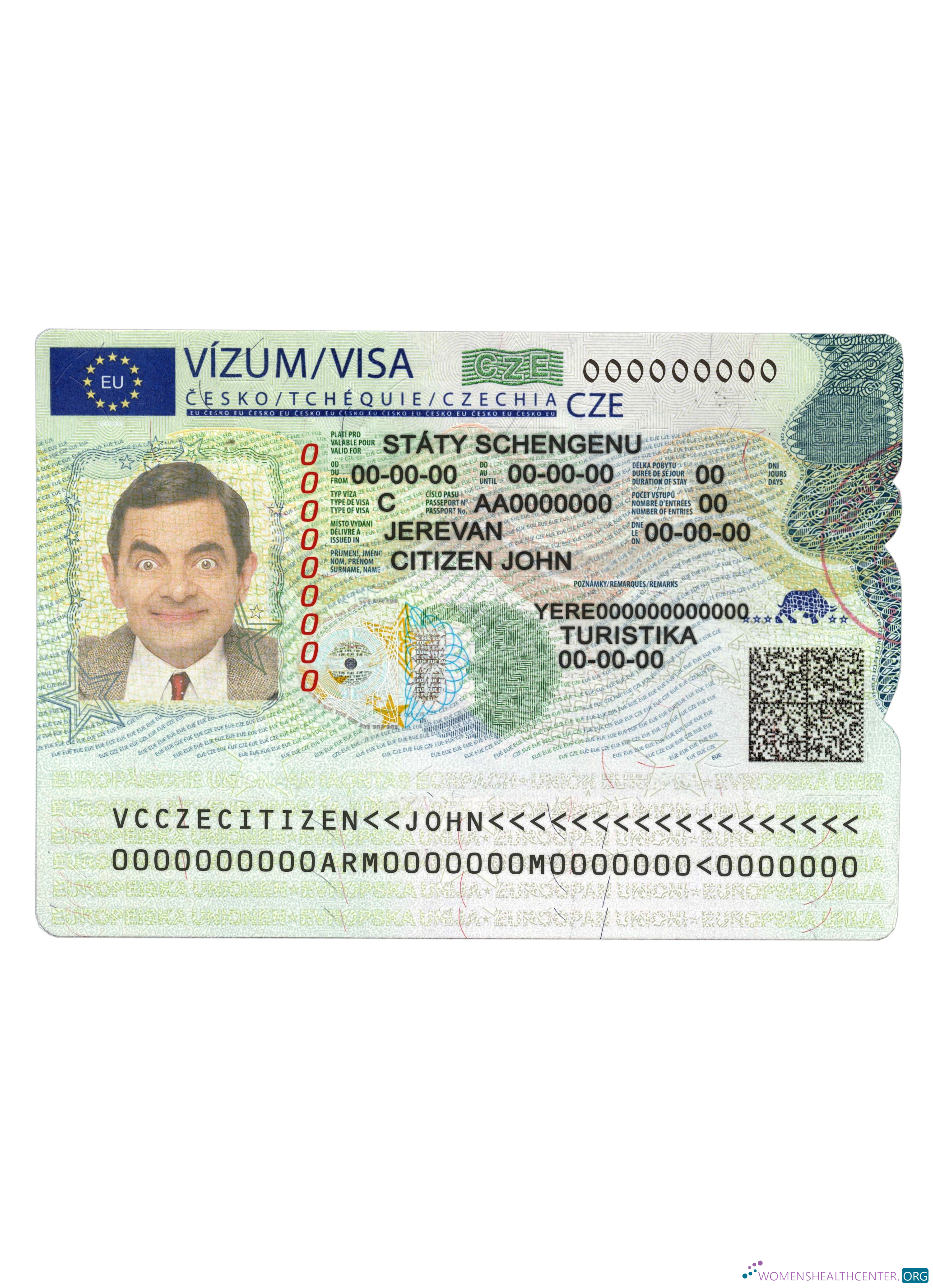 Modifiable Télécharger Tchéquie Schengen Visa Photoshop Modèle