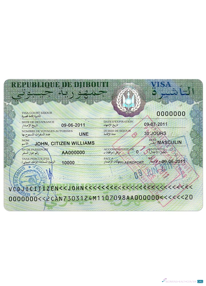 Modifiable Télécharger Djibouti Visa Photoshop Modèle