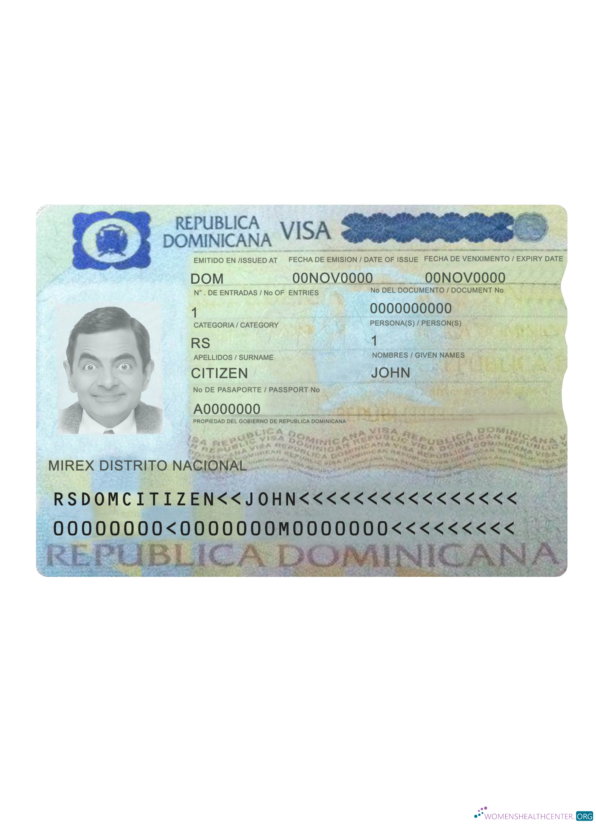Réaliste Télécharger République Dominicaine Voyage Visa Photoshop Modèle