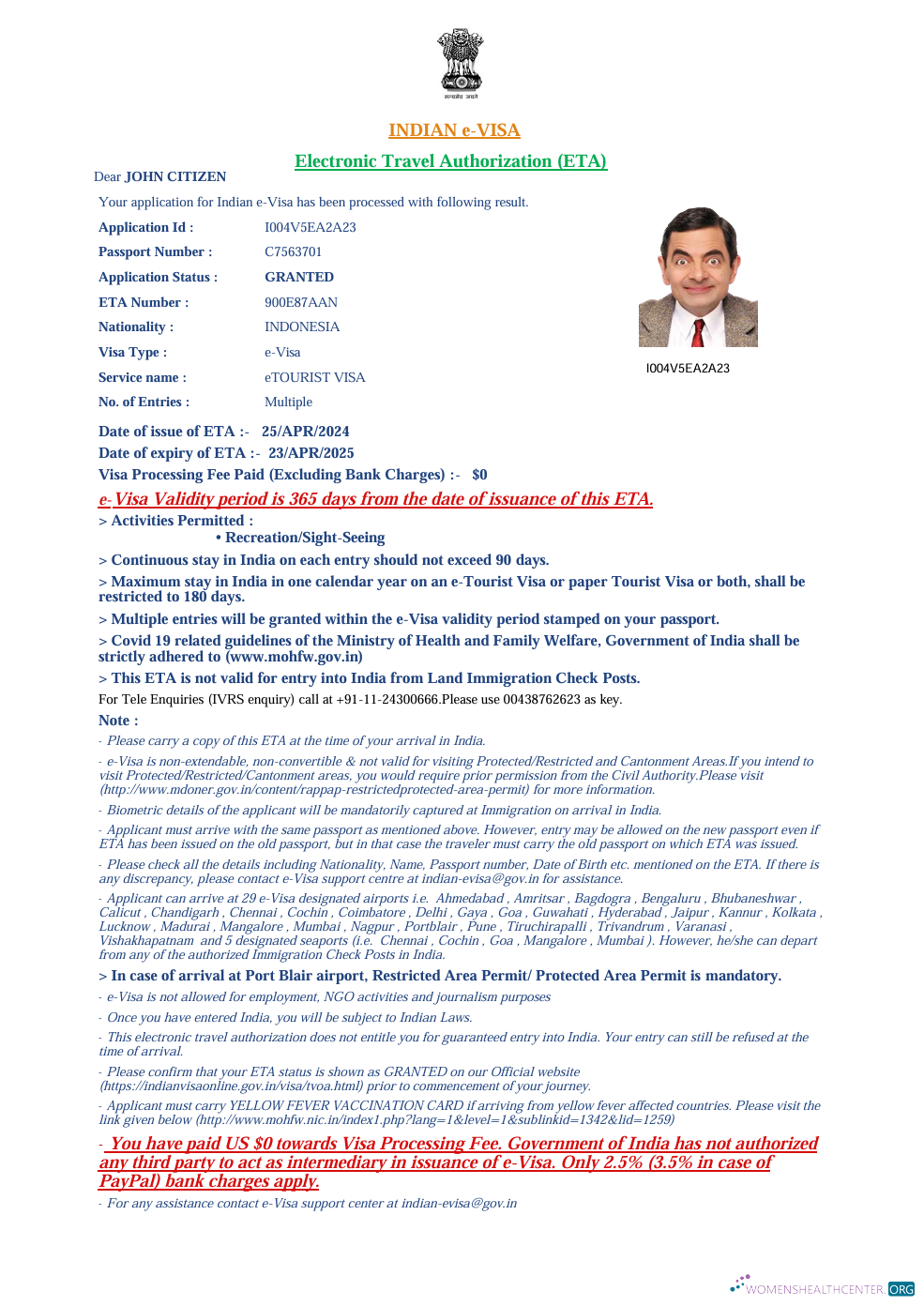 Réaliste Télécharger Inde E Visa Modèle dans Word et PDF Formats, Version 4 Photoshop Modèle