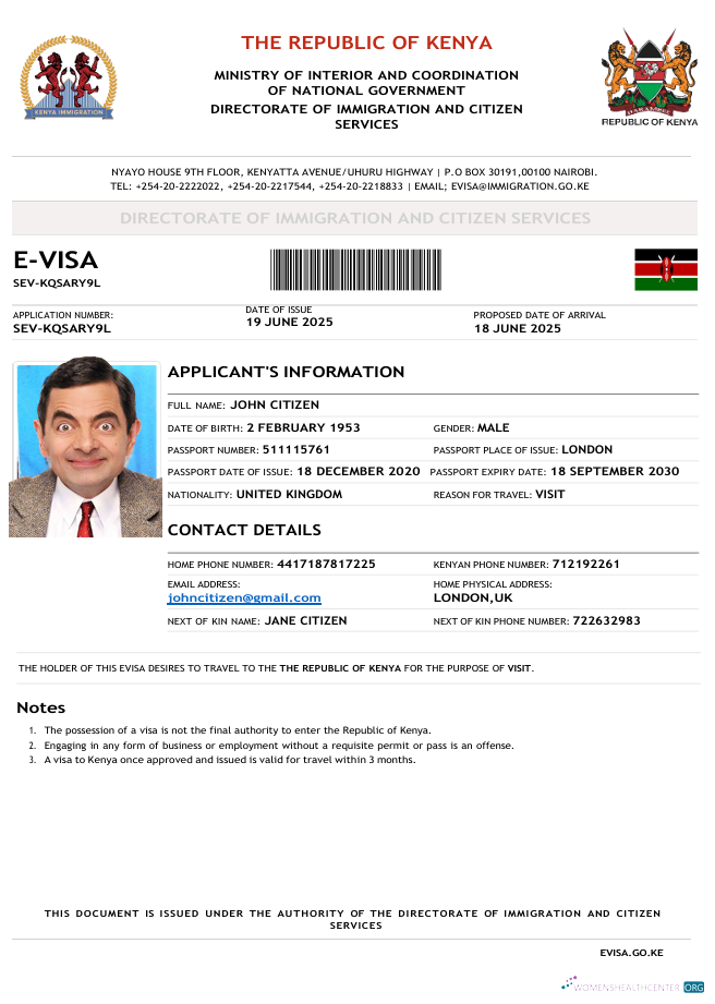 Modifiable Télécharger Kenya E Visa Modèle dans Word et PDF Formats Photoshop Modèle