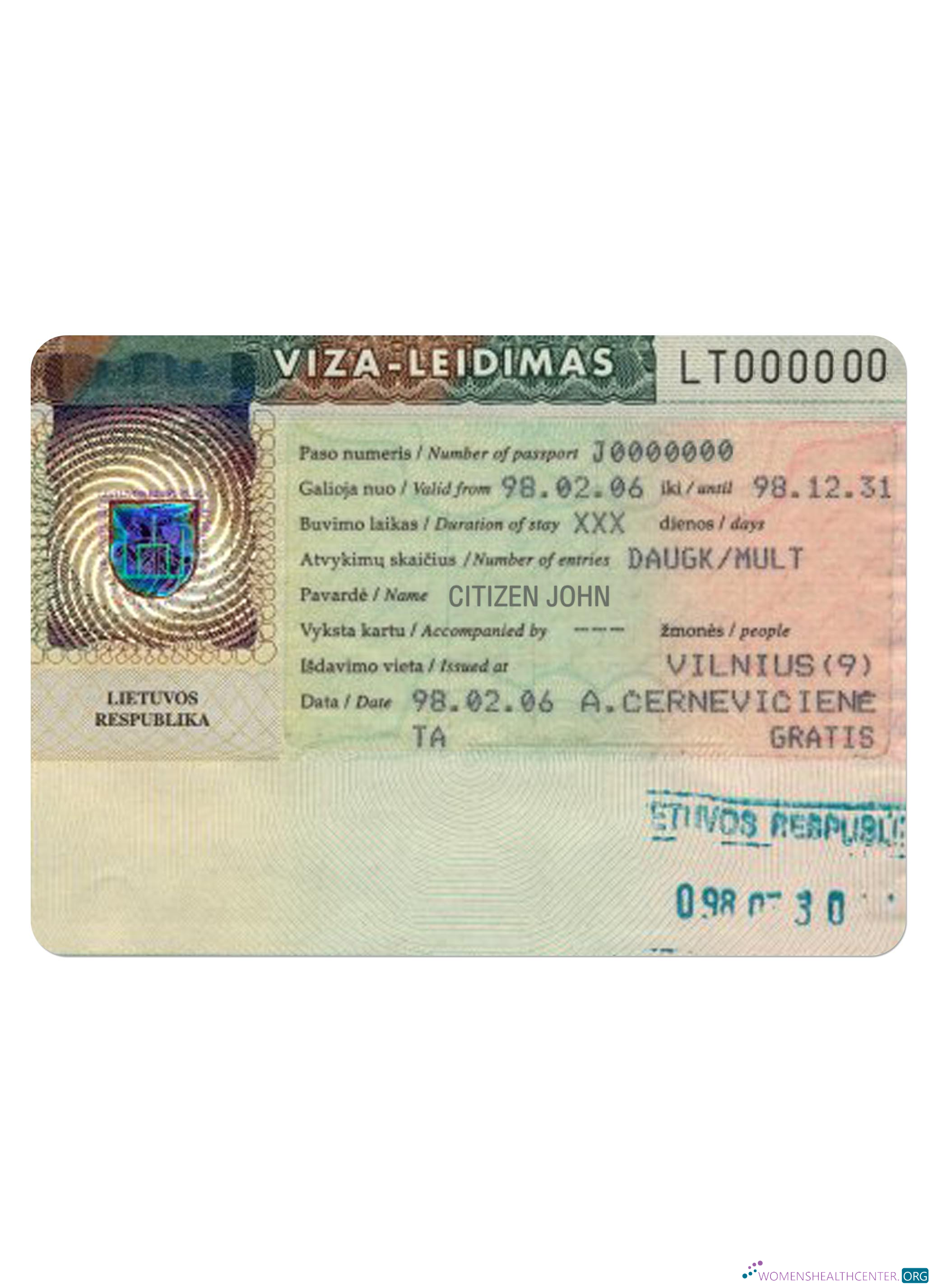 Premium Télécharger Lituanie Voyage Visa Photoshop Modèle