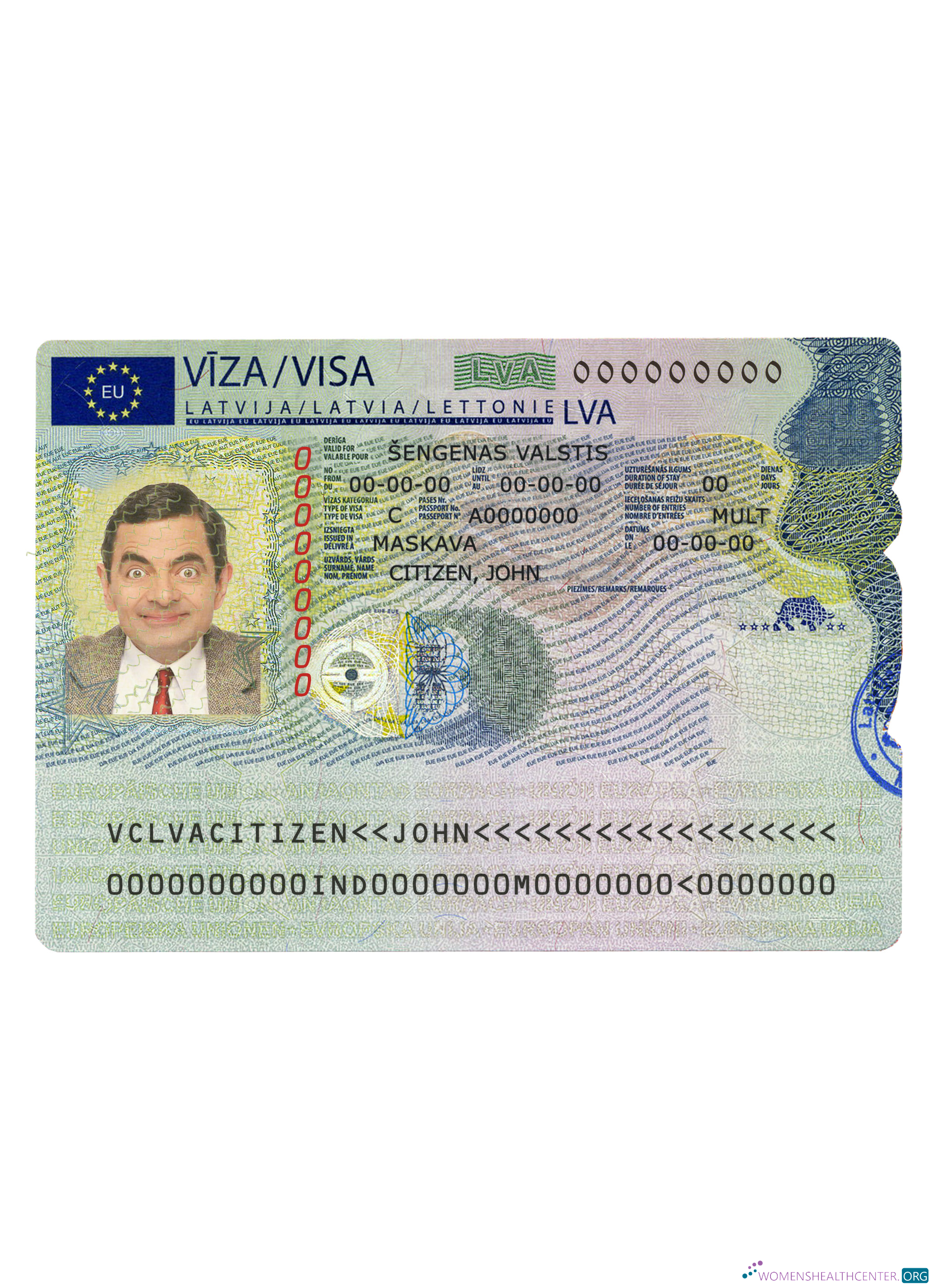 Modifiable Télécharger Lettonie Schengen Visa Photoshop Modèle