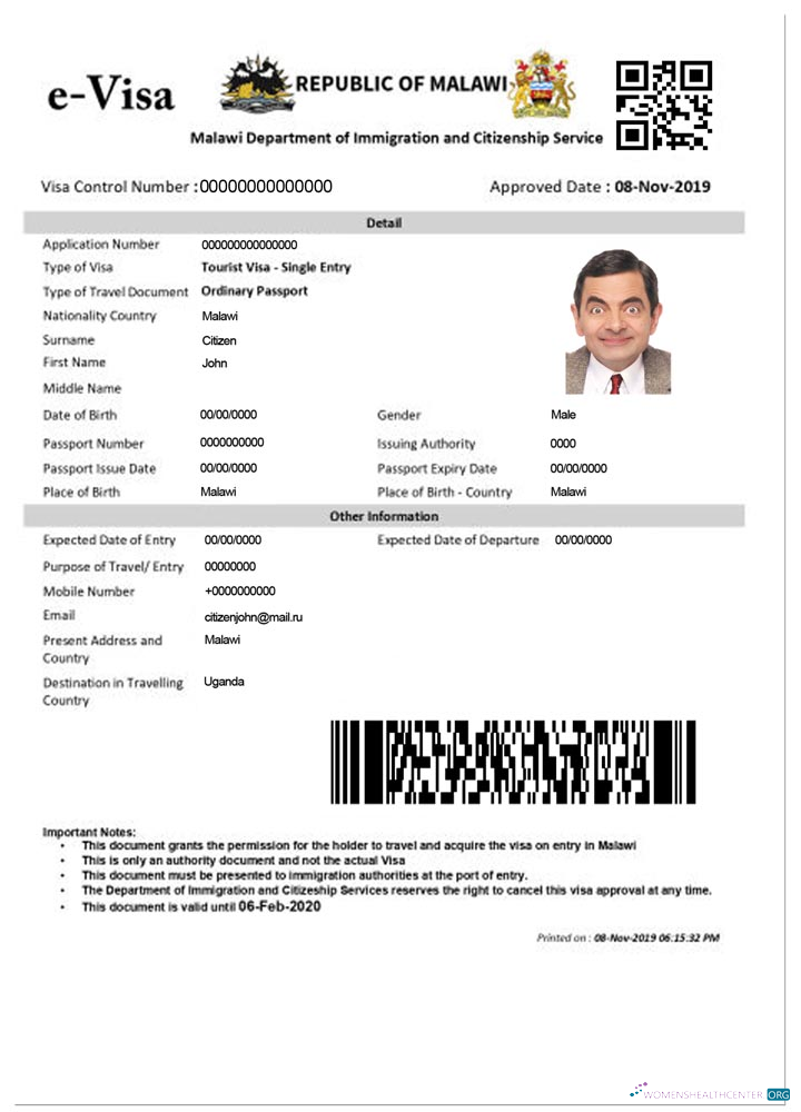 Réaliste Télécharger Malawi E Visa Photoshop Modèle