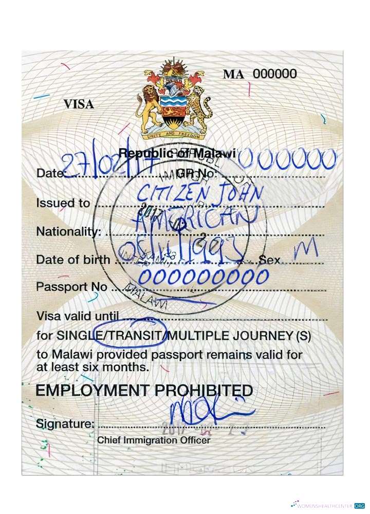 Modifiable Télécharger Malawi Voyage Visa Photoshop Modèle