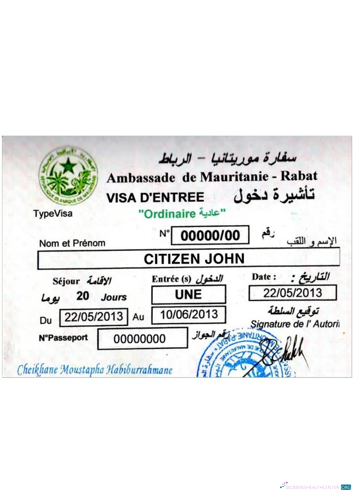 Qualité Télécharger MAURITANIE RABAT Visa Photoshop Modèle