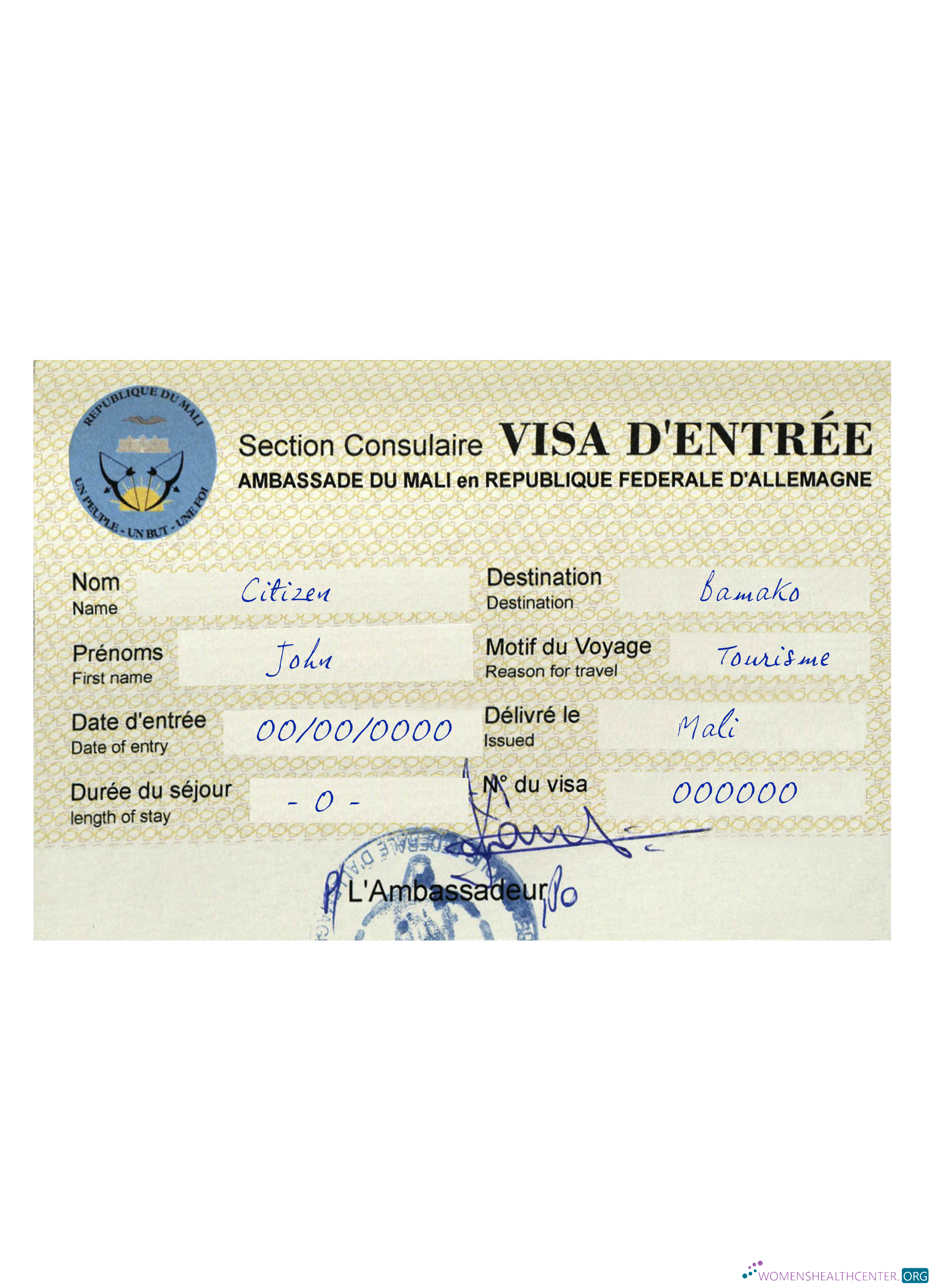 Modifiable Télécharger Mali République Voyage Visa Photoshop Modèle