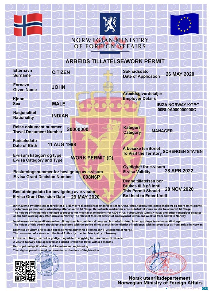 Professionnel Télécharger Norvège Work Permit, E Visa Photoshop Modèle