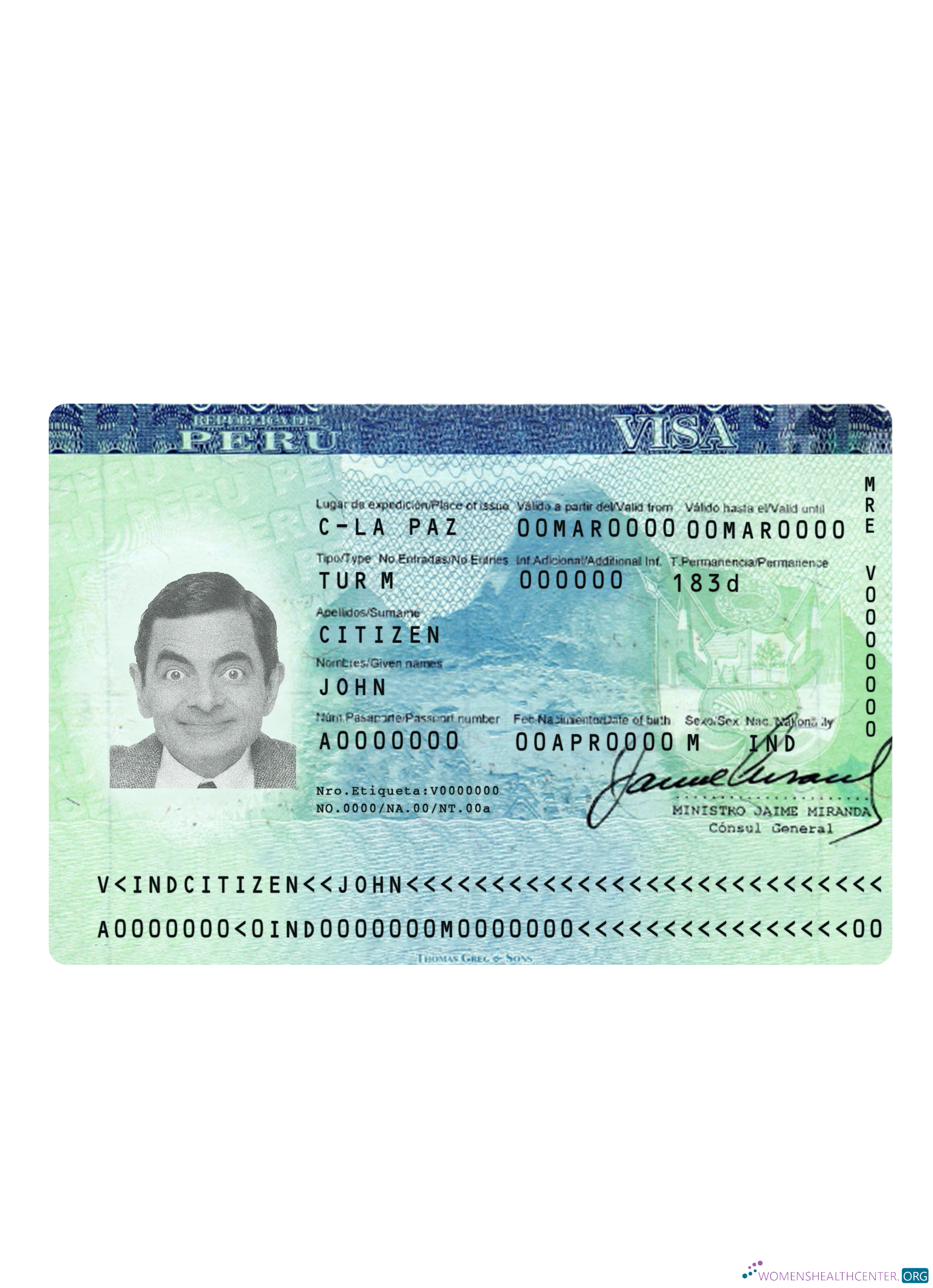 Professionnel Télécharger Pérou Tourist Visa Photoshop Modèle