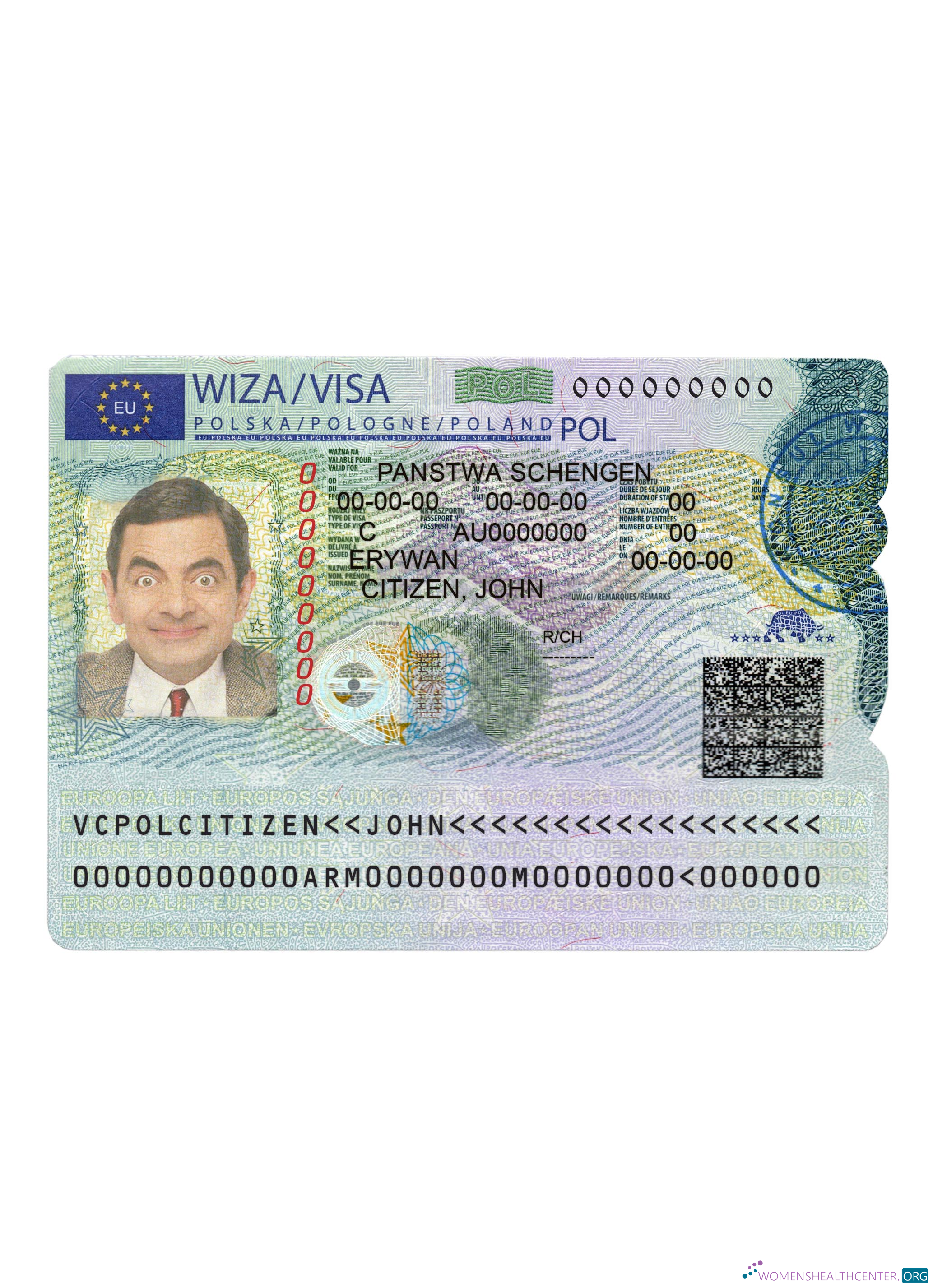 Réaliste Télécharger Pologne Schengen Visa Version 2 Photoshop Modèle