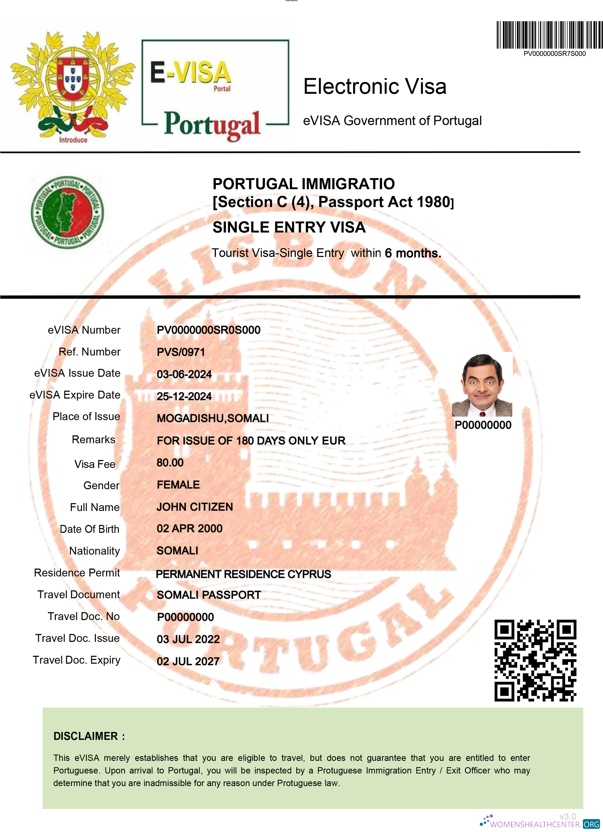 Professionnel Télécharger Portugal Electronic Visa Photoshop Modèle