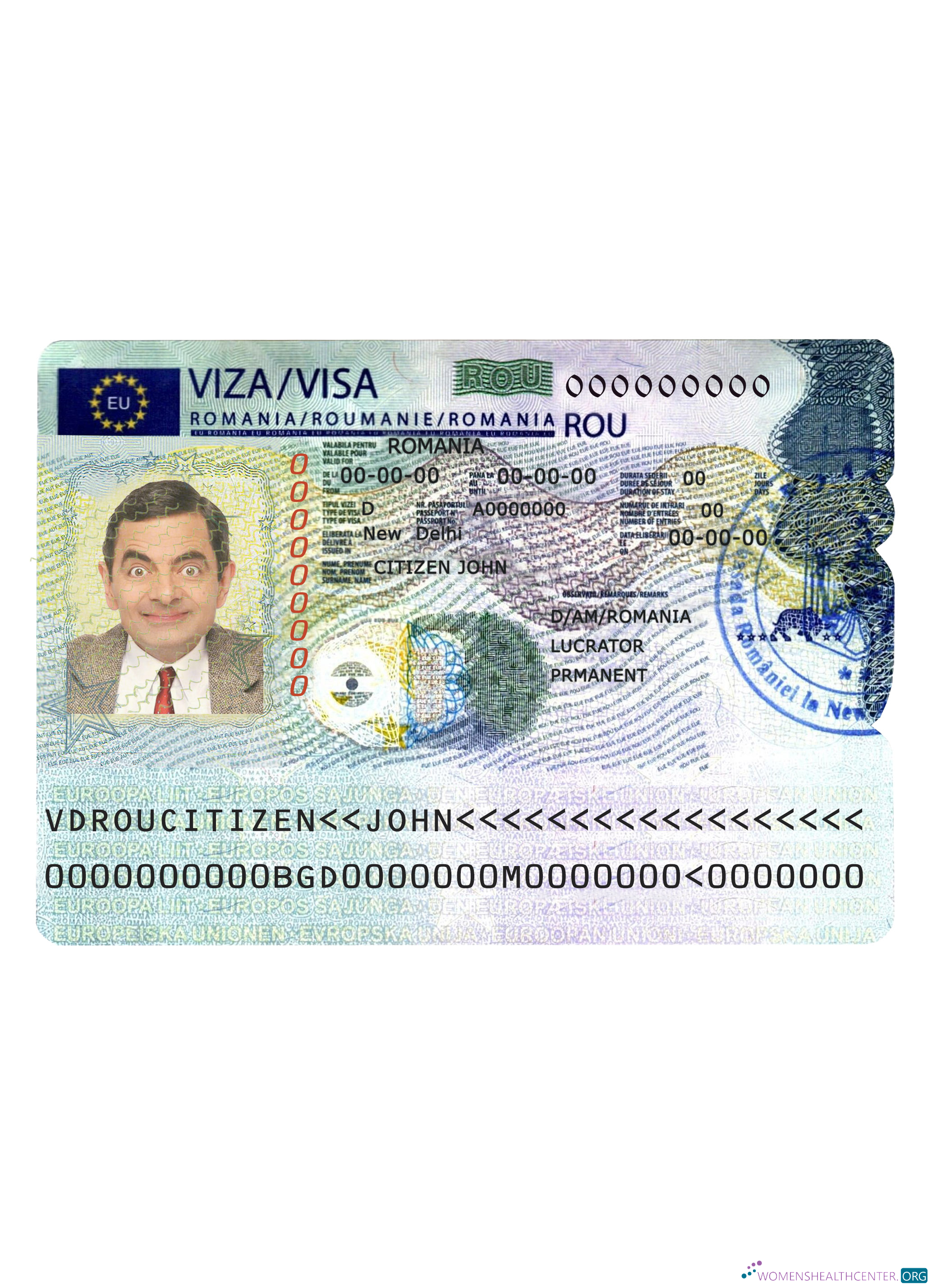 Modifiable Télécharger Roumanie Schengen Visa Photoshop Modèle