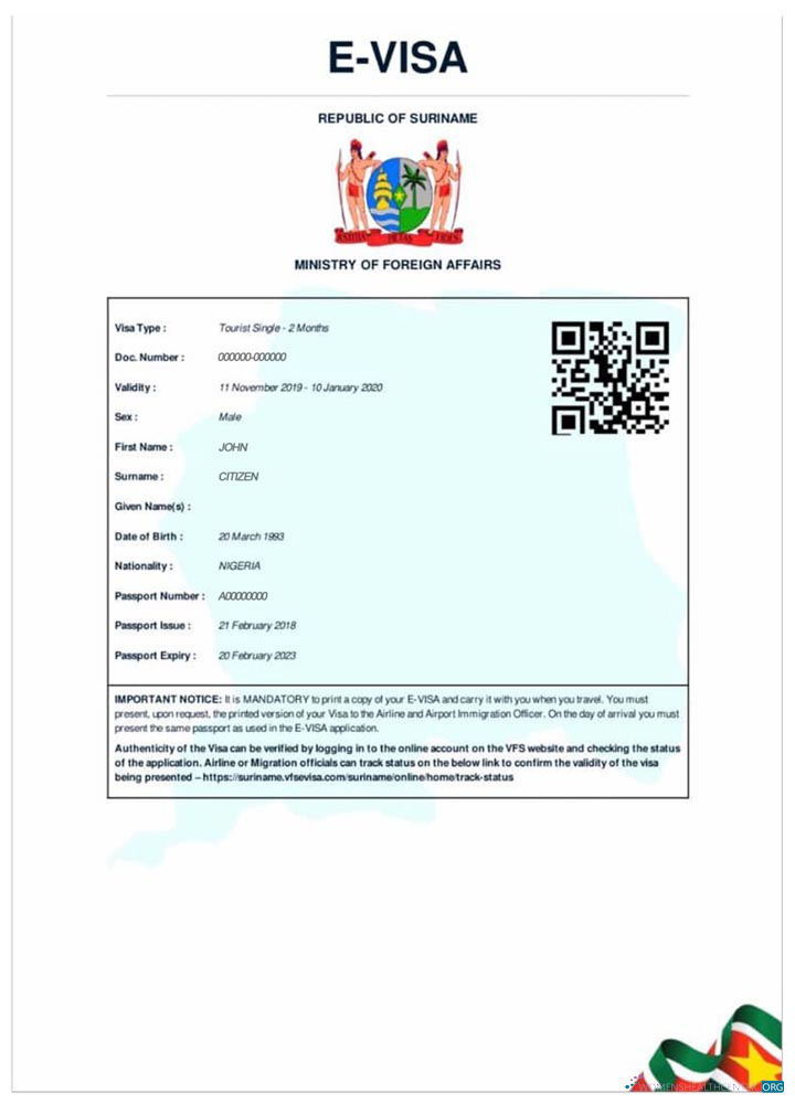 Qualité Télécharger Suriname E Visa Photoshop Modèle