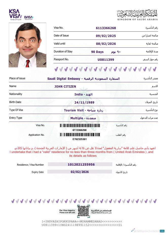 Réaliste Télécharger Arabie Saoudite E Visa Modèle dans Word et PDF Formats, Version 2 Photoshop Modèle