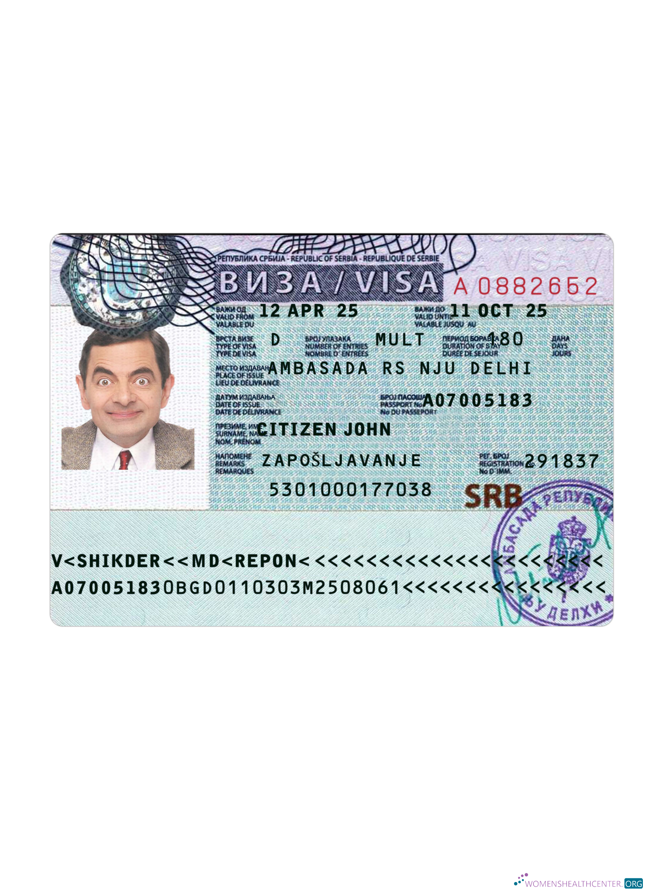 Réaliste Télécharger Serbie Visa 2025 Présent Photoshop Modèle