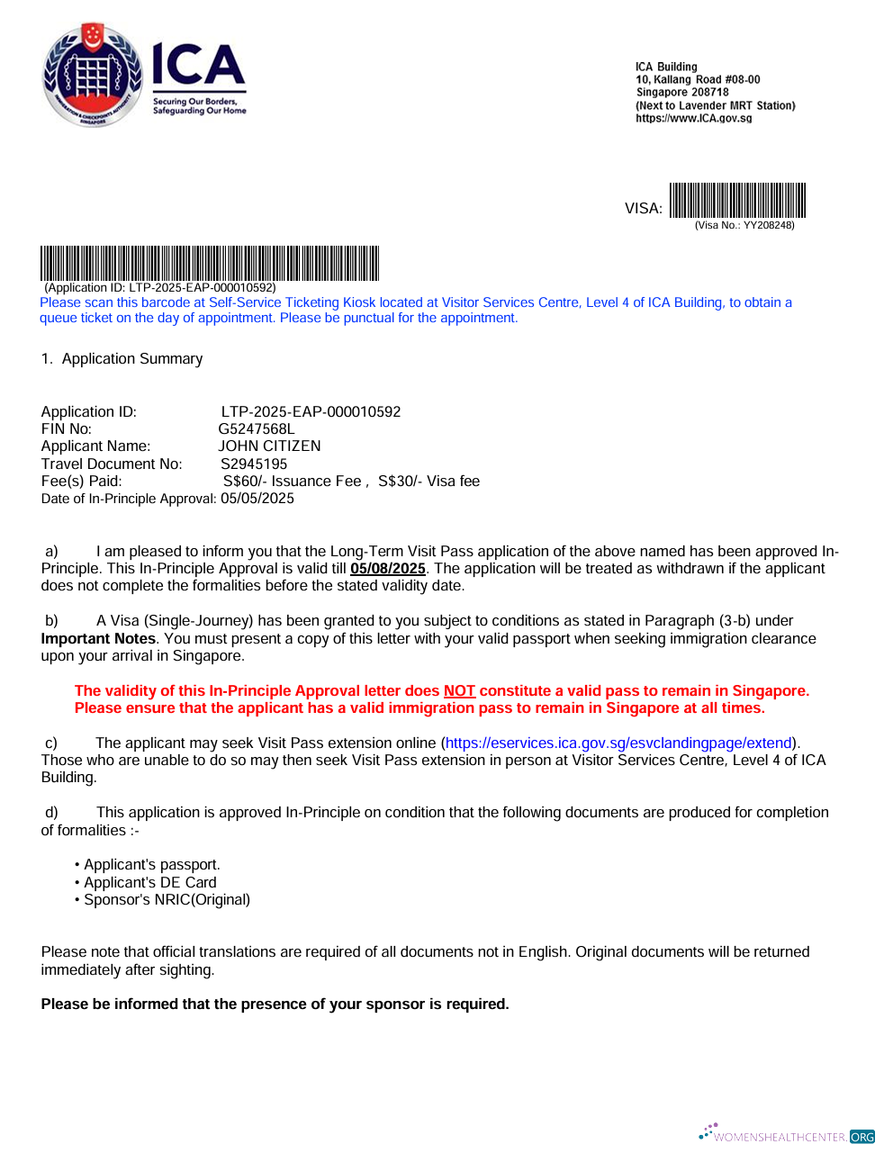 Modifiable Télécharger Singapour Visa Approval Letter Modèle dans Word et PDF Formats Photoshop Modèle