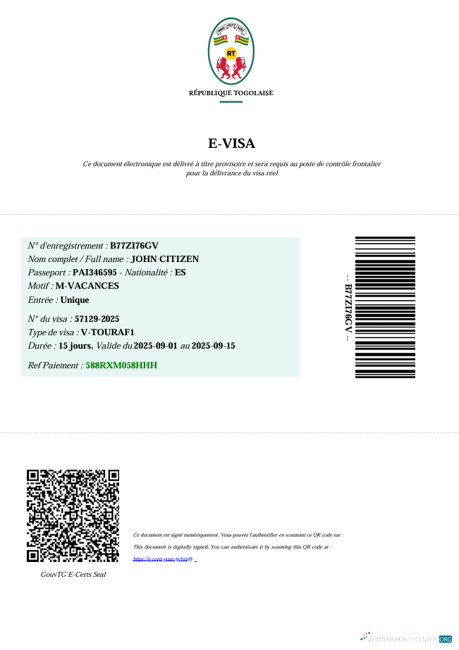 Réaliste Télécharger Togo E Visa Modèle dans Word et PDF Formats Photoshop Modèle