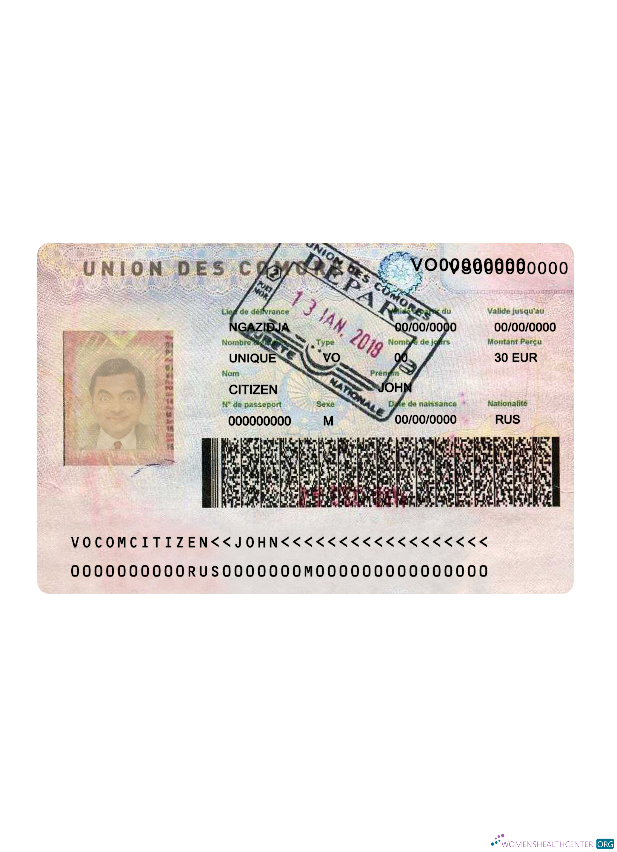 Qualité Télécharger Union Des Comores Voyage Visa Photoshop Modèle