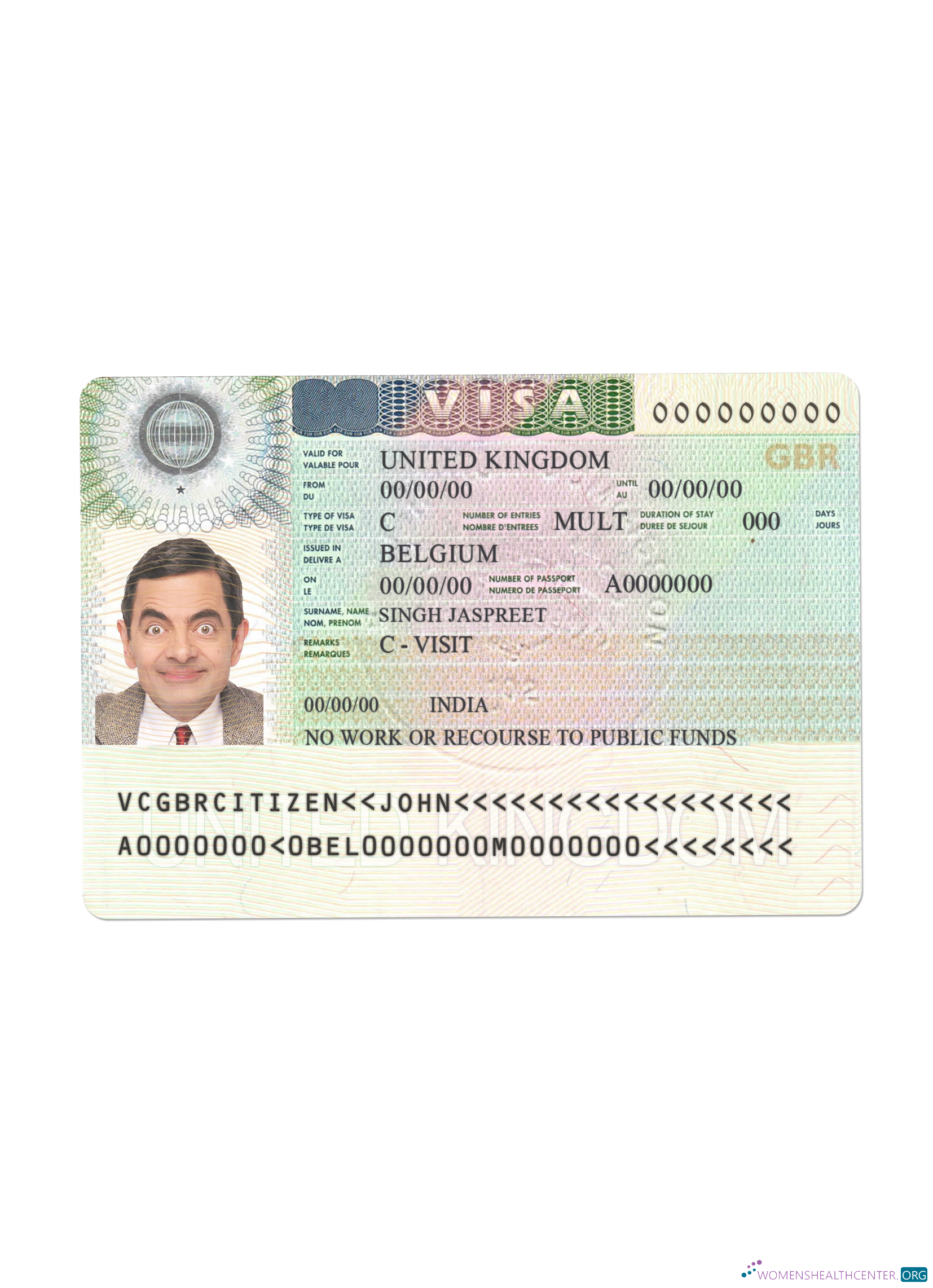 Réaliste Télécharger Royaume-Uni Visa Version 2 Photoshop Modèle