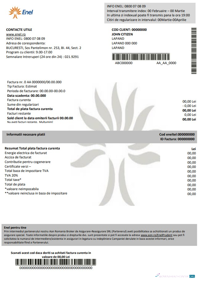 Editierbare Rumänien Enel Strom Nachweis von Adresse Nebenkostenabrechnung Vorlage in Word und PDF Format (.doc und .PDF)